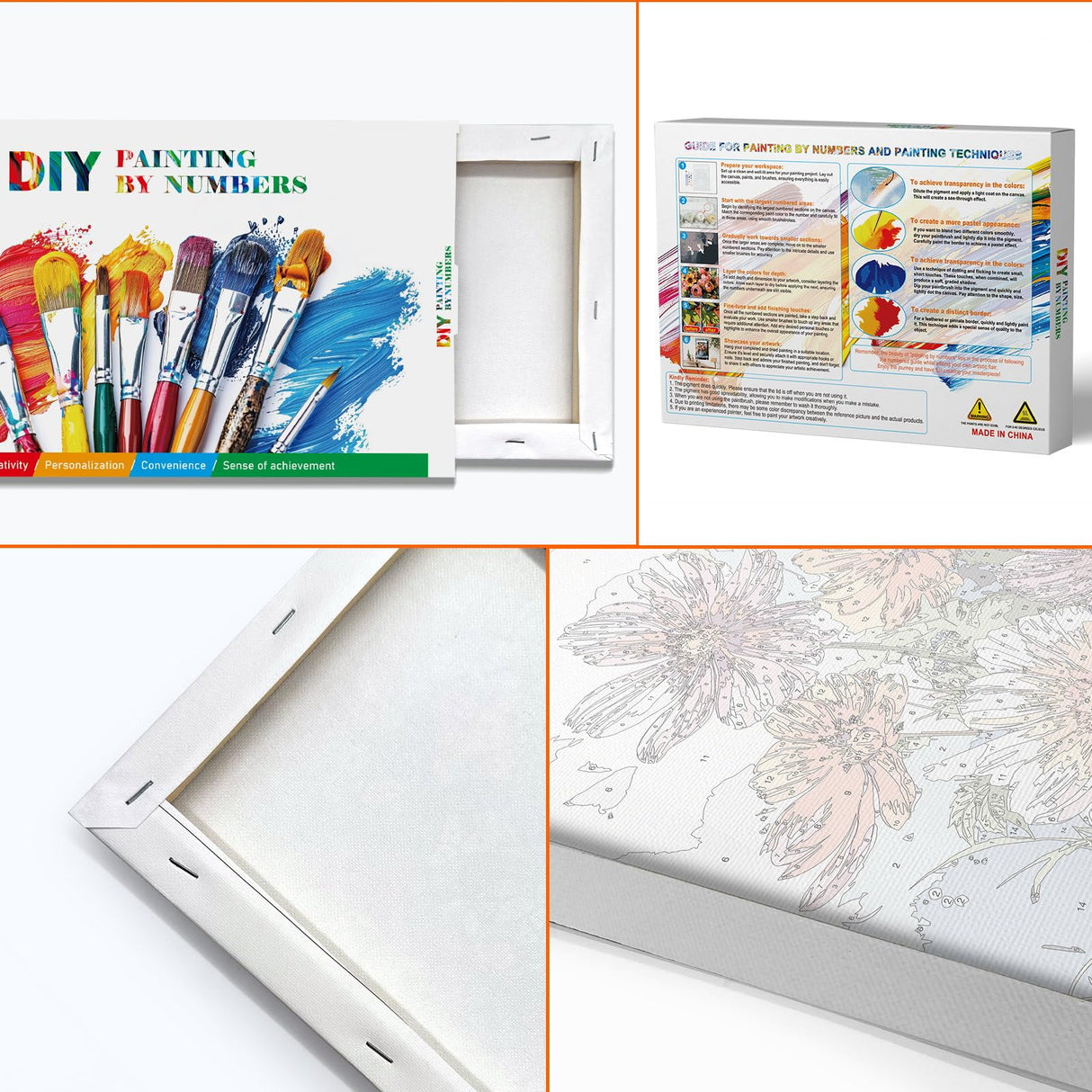 JOOZ Flowers Paint by Numbers Kit for Adults with Frame, Flower Paint by Number with Easel, DIY Floral Adult Paint by Number Kits Framed Canvas for Home Wall Decor 8 x 12 Inch JOOZ