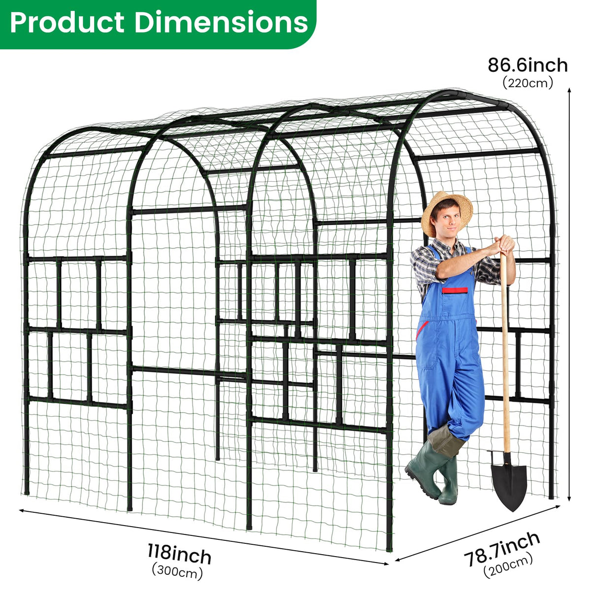 SUNYRISY Outdoor Garden Arch Trellis, 118" x 79" x 87" Extra Large Garden Trellis for Climbing Plants Outdoor, Plant Support Outdoor for Cucumber Grape Vine Vegetable Fruit and Garden Gazebo SUNYRISY
