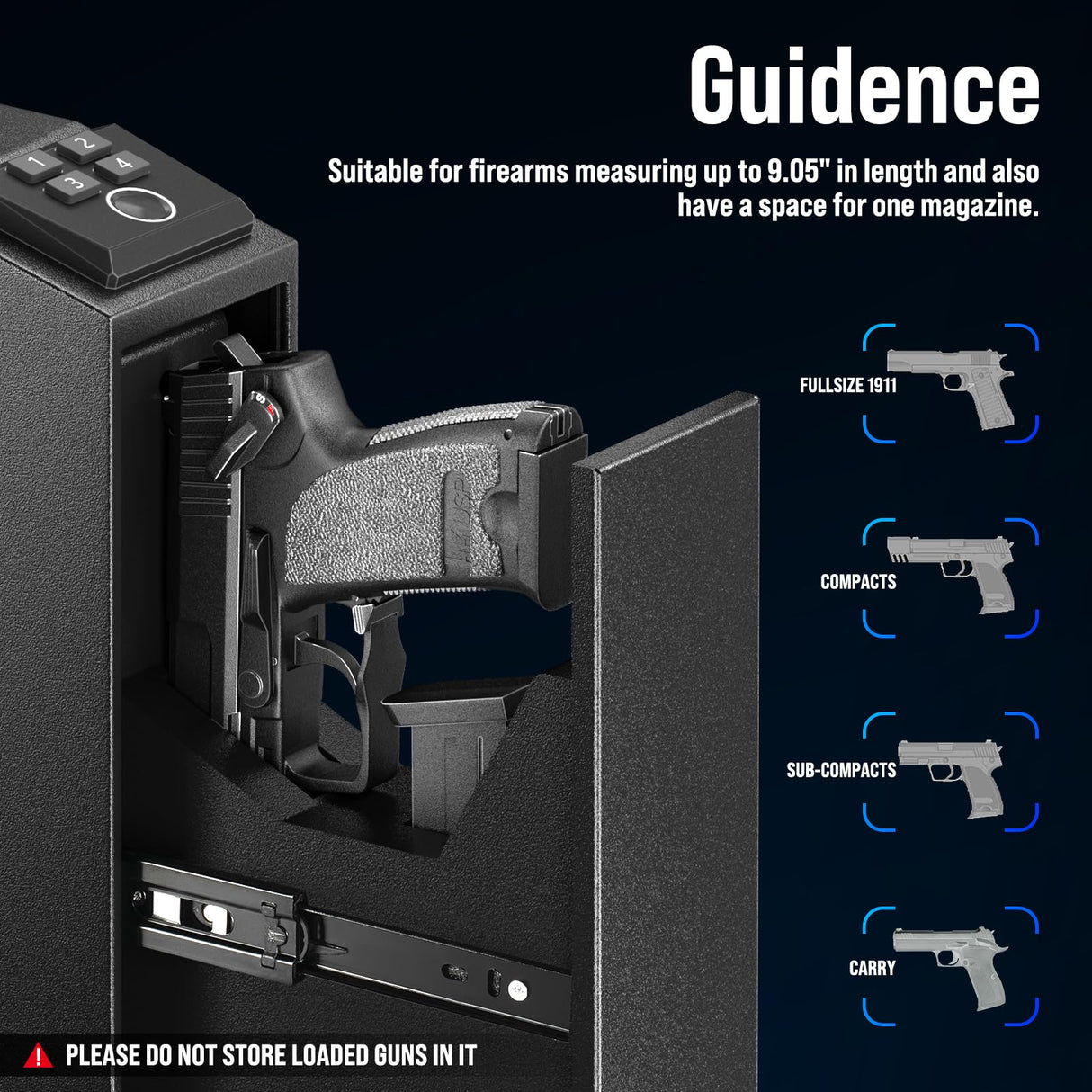 CLUTTO Biometric Slider Gun Safe for Handgun, Fingerprint Gun Safe Supports Quickly Access with 3 Ways, Fingerprint, PIN Code and Key, Hidden Gun Safe Box for Cloakroom Nightstand and Vehicle. Black CLUTTO