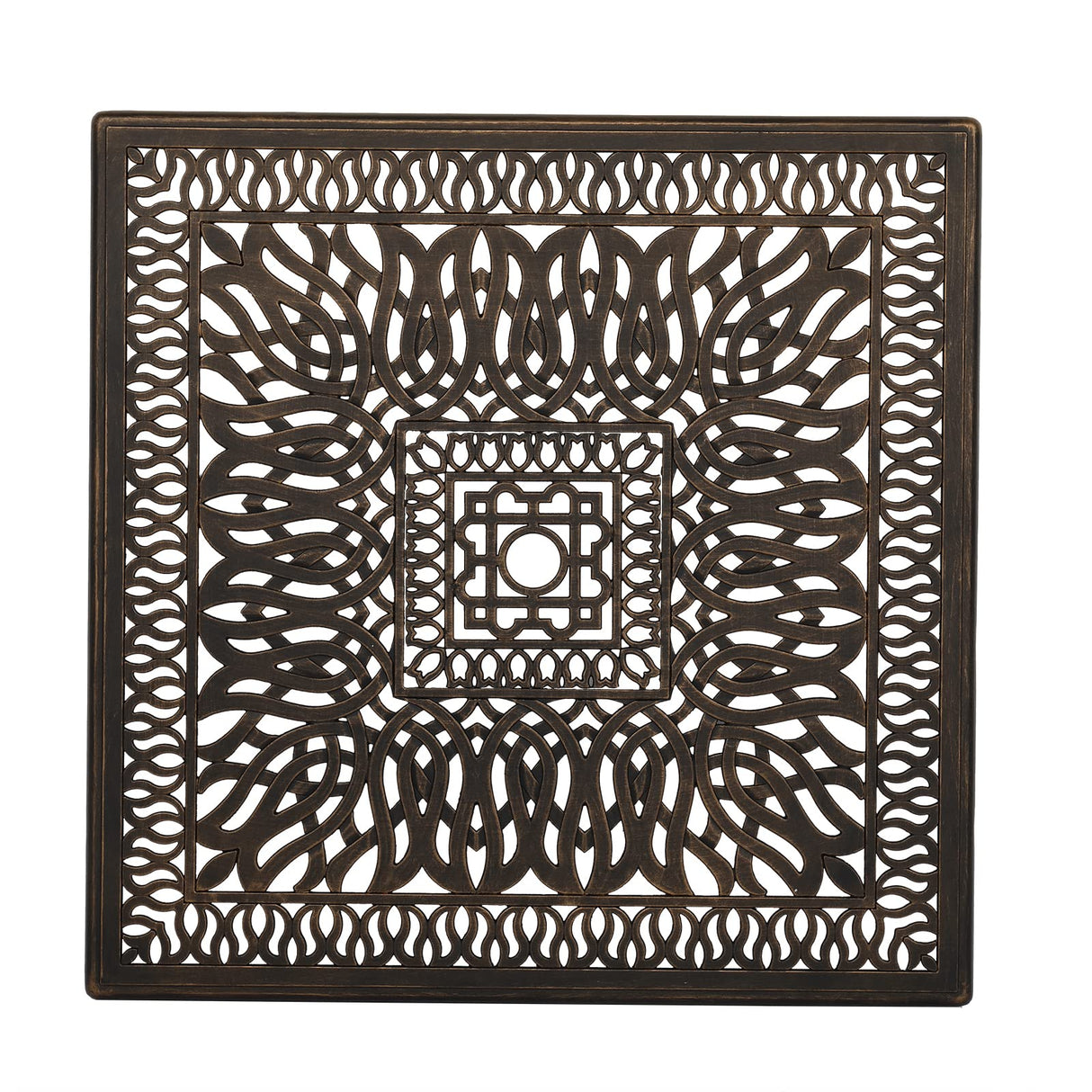 VINGLI 5 Pieces Outdoor Patio Dining Set, Cast Aluminium Patio Furniture Set with 4 Chairs and 1 Umbrella Table for Yard, Garden, Porch and Poolside, Bronze VINGLI