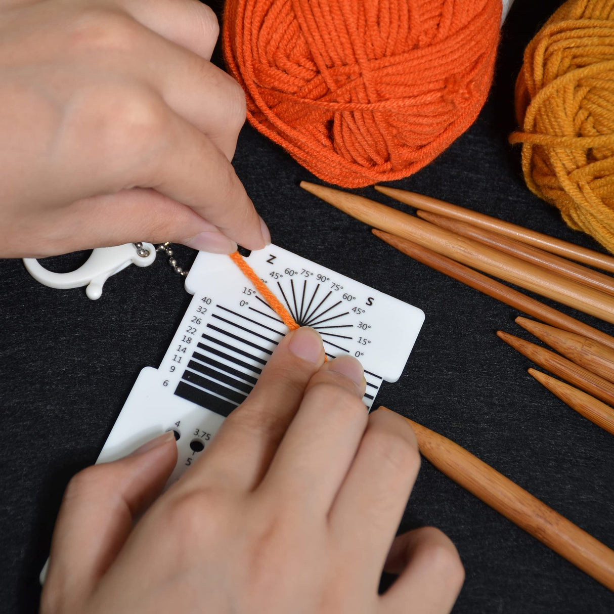 UPTTHOW Knitting Needle Gauge Spinning Control Card Multifunctional Combo Ruler for Spinners Yarn Measuring Tools WPI Guide Gauge Crochet Accessories UPTTHOW