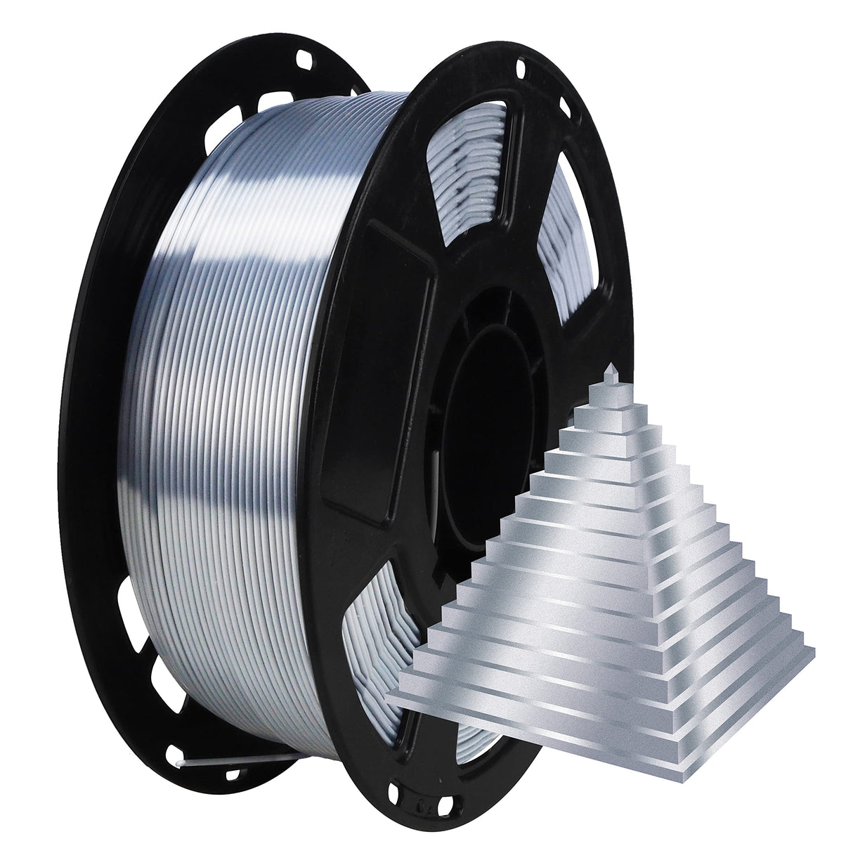 1.75mm Silk Pearlescent Metal Silver Shiny PLA Filament, 1kg 3D Printing Material Widely Support for FDM 3D Printer, Pack with Extra Filament Sample by BBLIFE Bblife