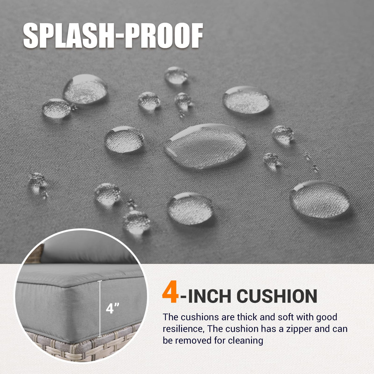 Muphyers 11-Piece Outdoor Patio Furniture Set with Rocking Swivel Chair Wicker Sectional Sofa Set, Patio Conversation Set with Ottomans & Coffee Table for Garden, Backyard, Poolside, Grey Muphyers