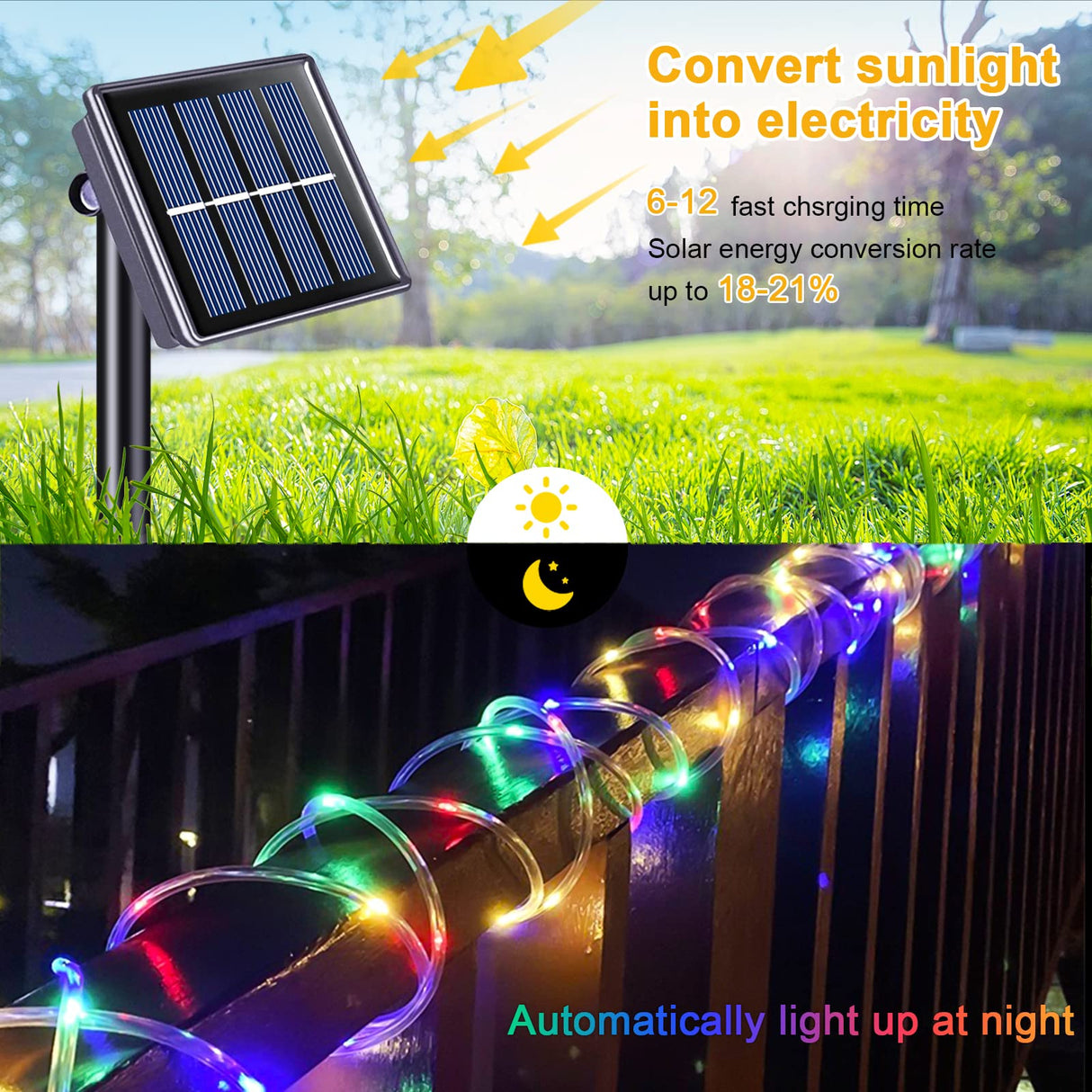 JMEXSUSS 200 LED Trampoline Accessories Solar Rope Light, 66ft IP 65 Waterproof Solar Pathway Lights Outdoor, 8 Modes Trampoline Lights for Basketball Hoop Ladder Slide Pathway Tent Camp(Multicolor) JMEXSUSS
