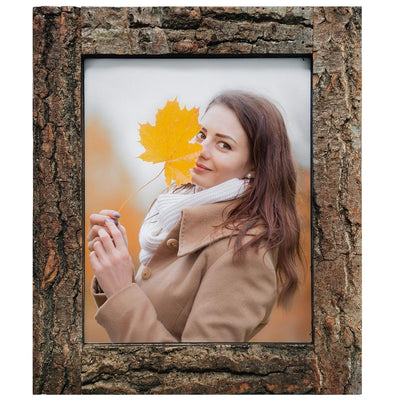 IKEREE 8x10 Rustic Picture Frames with Real Bark, Made of Natural Wood and Real Glass, Display Pictures for Tabletop or Wall Mounting.