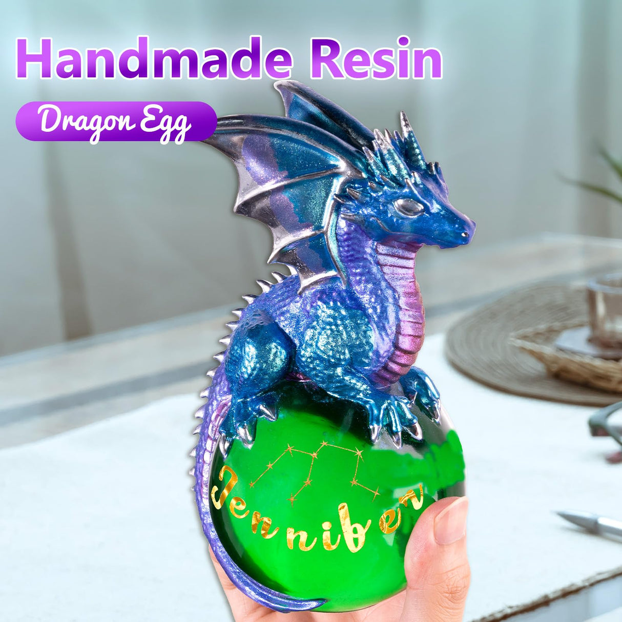 LET'S RESIN Dragon Resin Molds, Dragon Figurines Epoxy Resin Molds with Egg Base, 3D Animal Silicone Molds for Resin Crafts, DIY Home Desk Decor & Gifts LET'S RESIN