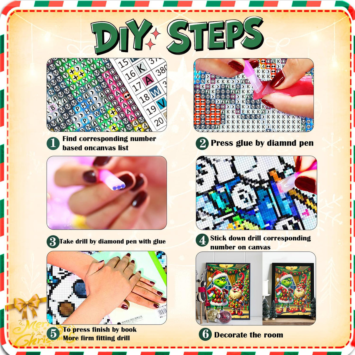 YOMEIA 5D Christmas Decorations Gnome Diamond Painting Kits for Adults&Beginner Full Drill Diamond Art Paint with Round Diamonds DIY Gem Painting Kit for Home Wall Decor YOMEIA