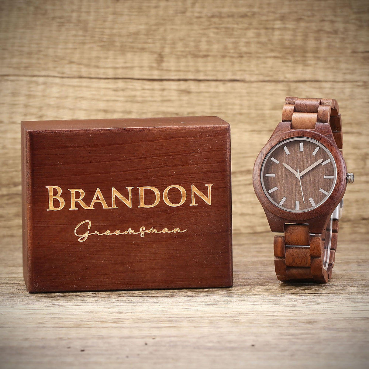 Personalized Walnut Wood Wooden Watch, Groomsmen Gift, Gift for Father, Mens Watch, Watch for Hushand WoodArtSupply