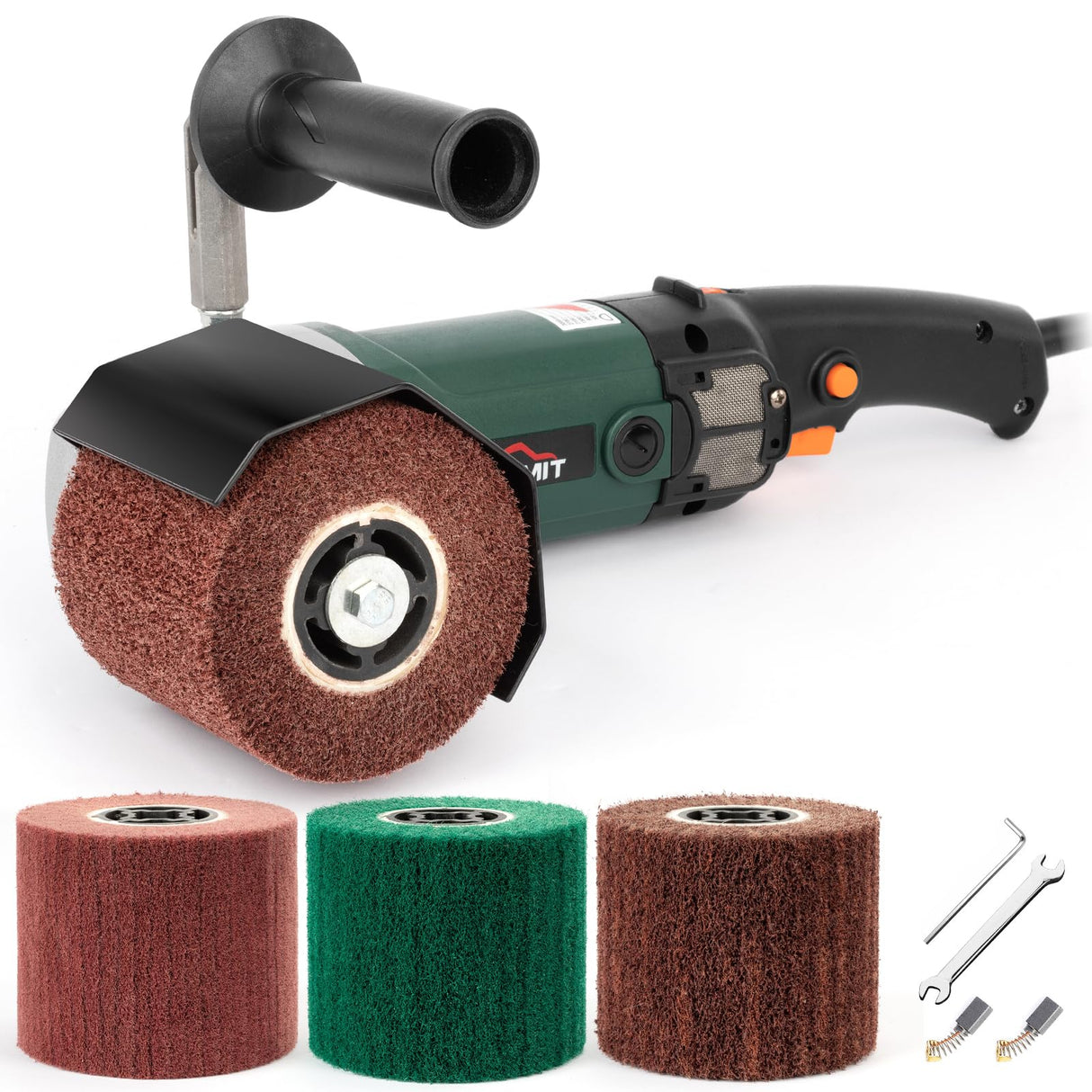 KUIMIT Handheld Metal Burnishing Machine,Electric Sander Polisher for Wood Stainless Steel Polishing,Lock Switch,Auxiliary Handle KUIMIT