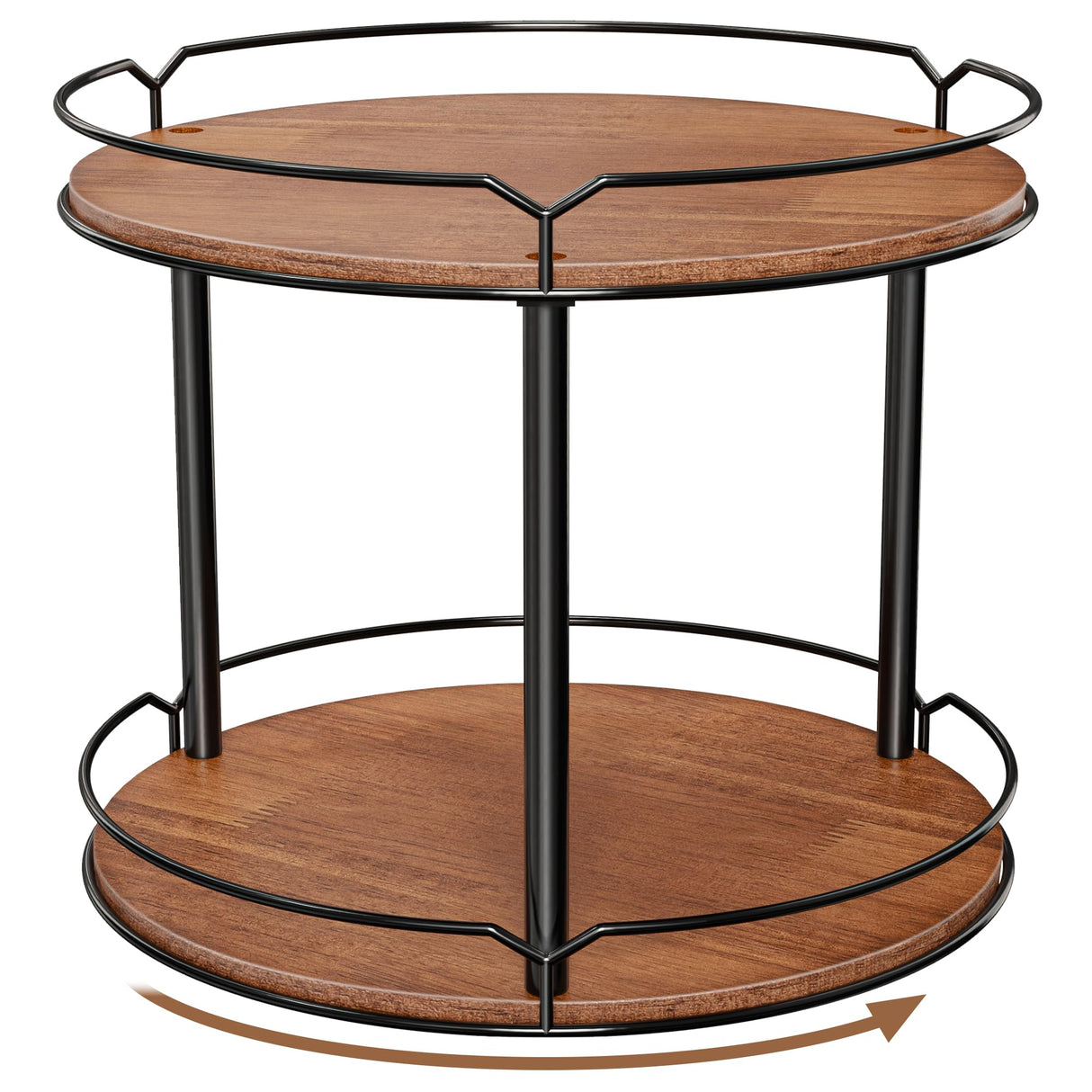MUTUALUS Lazy Susan Organizer 2 Tier - 12.4" Turntable Spice Rack for Table Top, Wooden Rotating Lazy Susan for Cabinet Pantry Kitchen Countertop Dining Table Cupboard Bathroom Vanity Storage MUTUALUS