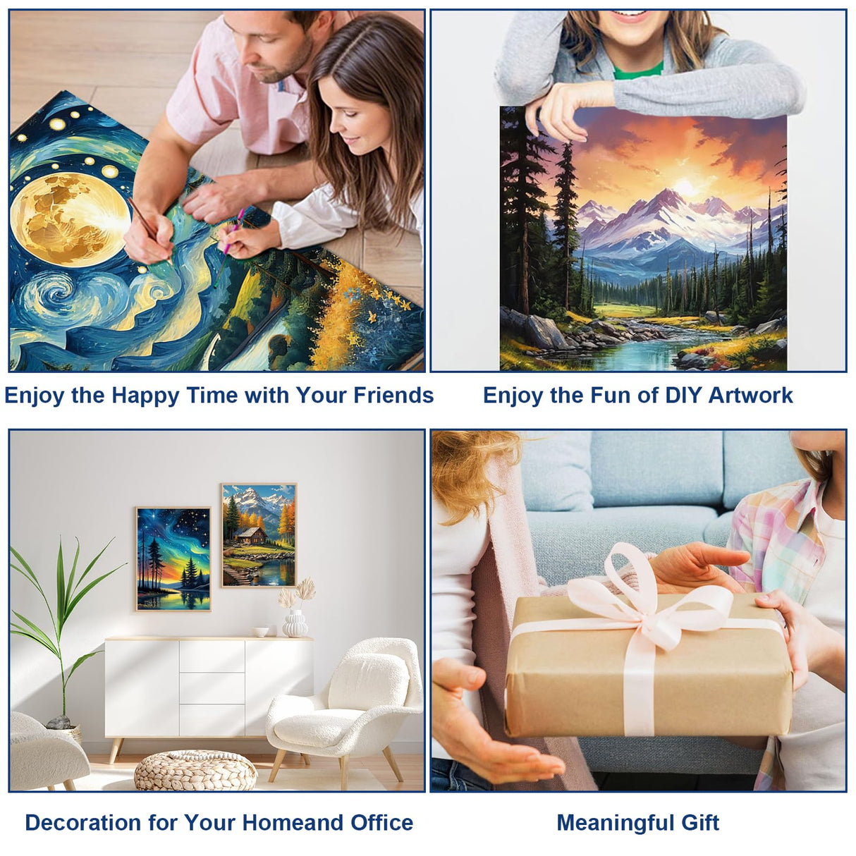 4 Pack Diamond Art Kits for Adults, 5D Full Drill Landscape Diamond Painting Kits for Beginners, Forest Mountain Starry Sky Gem Art and Crafts Home Wall Decor 12 X 16 inch Ninonly