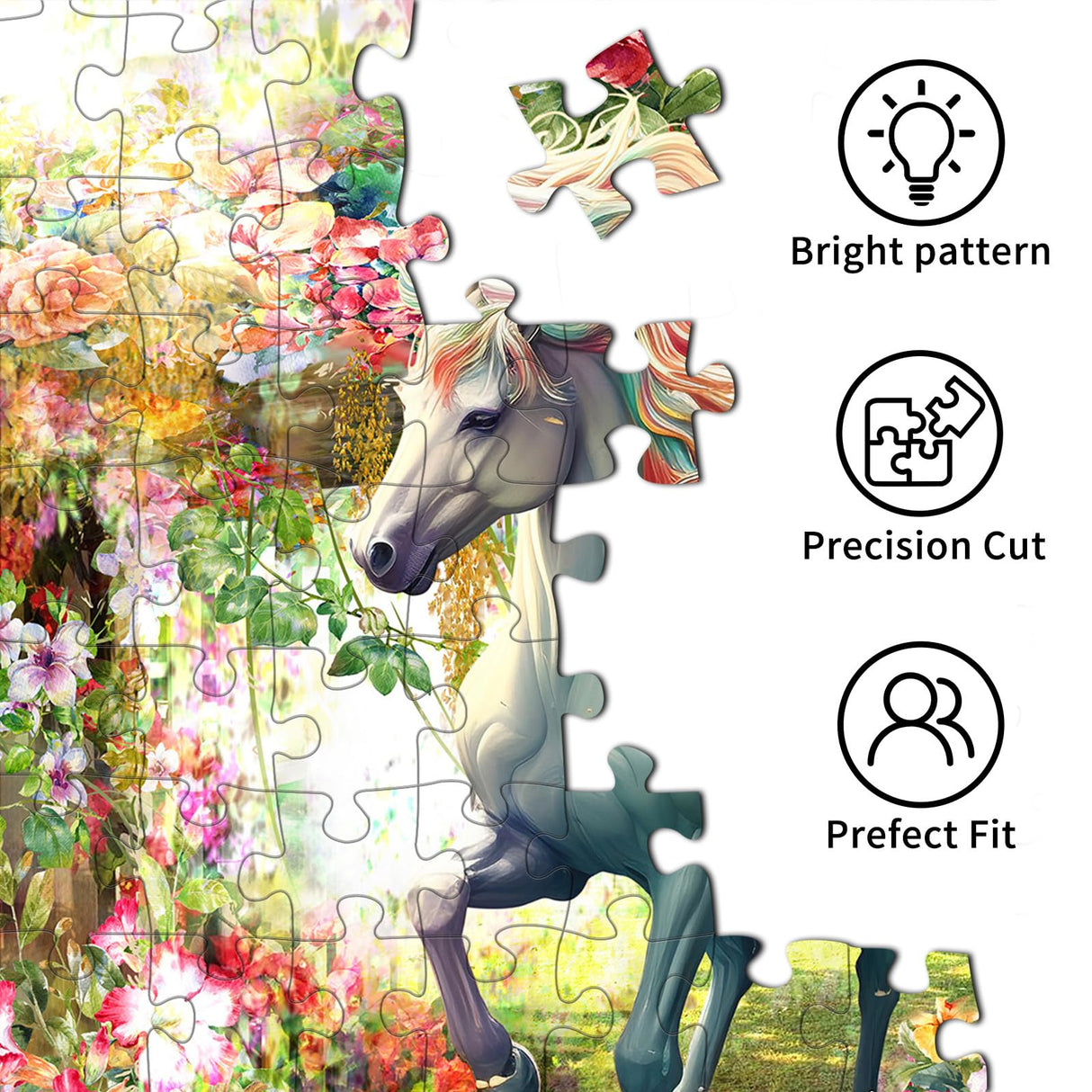 Jigsaw Puzzles for Adults 1000 Pieces, Home Decor Birthday Party Gift Toy for Men Women Elders Seniors, 1:1 Poster, Interlock Perfectly Letter on Back No Dust (Flower's Unicorn) Chalzidar