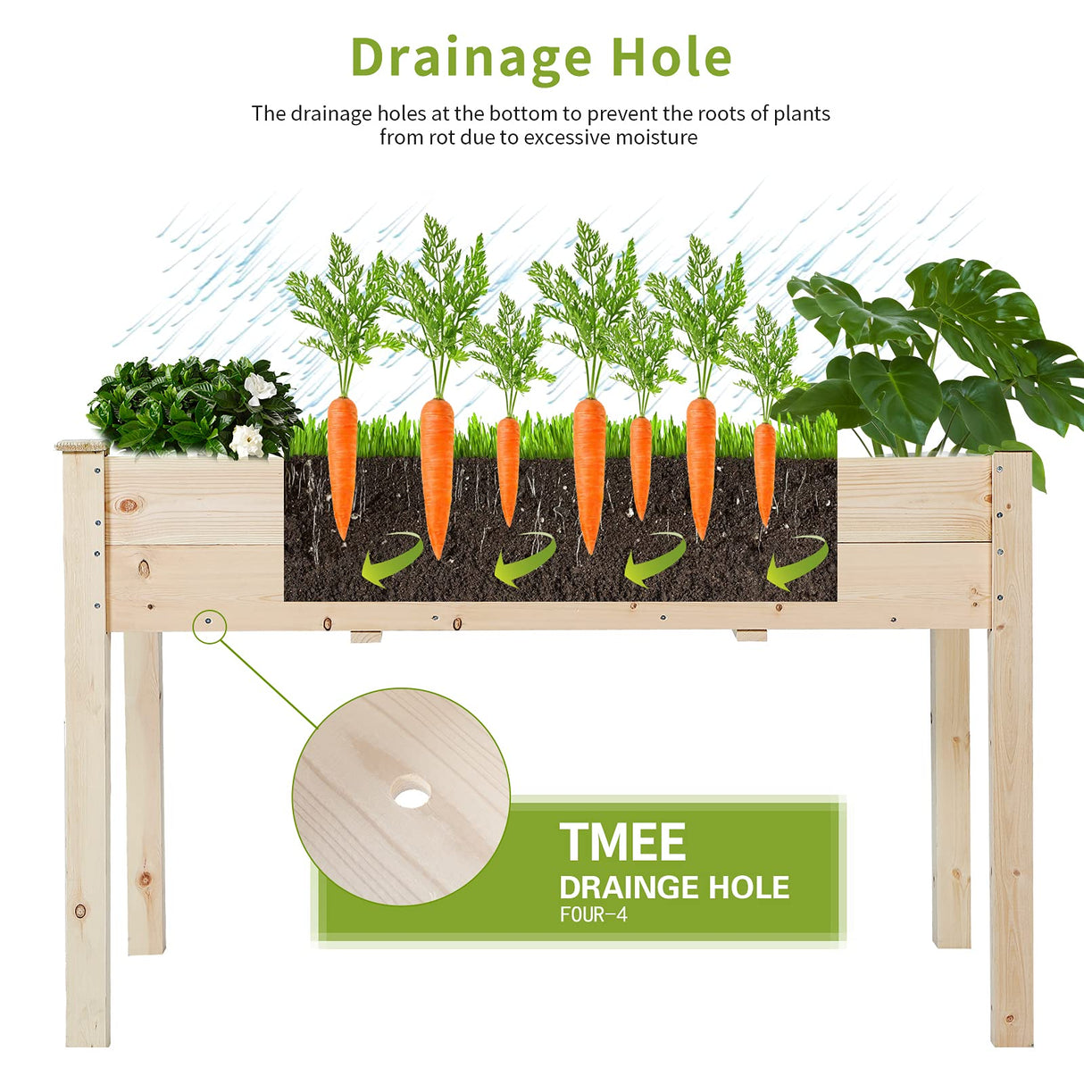 TMEE 4FT Raised Garden Bed with Legs, Elevated Garden Box for Vegetable, Flower, Herb, Wood Planter Load Up to 250 Pounds for Gardening in Backyard Patio - Easy Assembly, 30in Height TMEE