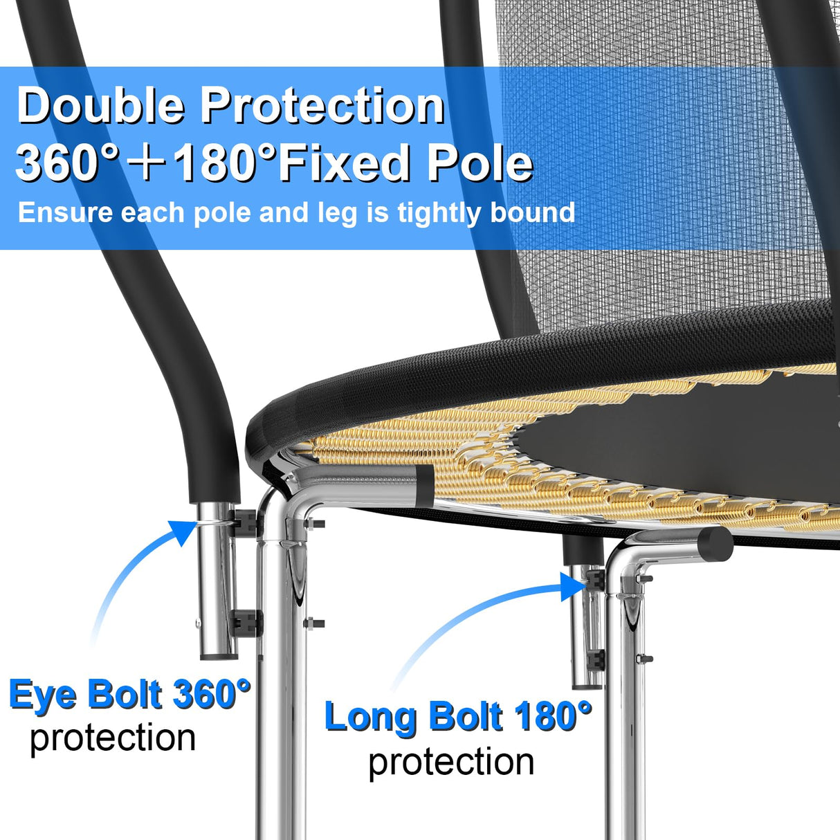 YSSOA 12FT Trampoline Secure Fun for Kids and Adults Recreational Trampolines Complete with Safety Enclosure Wind Stakes and 400LBS Weight Capacity Black Inside Net YSSOA