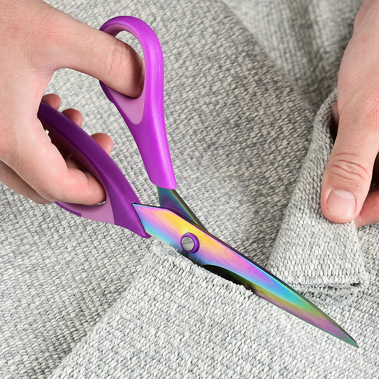 Craft Scissors Set of 3 Pack, All Purpose Sharp Titanium Blades Shears, Comfort Grip Handle, Multipurpose Fabric Scissors Tool Great for Adults, Office, Sewing, School and Home Supplies, Purple SCAIKTIG