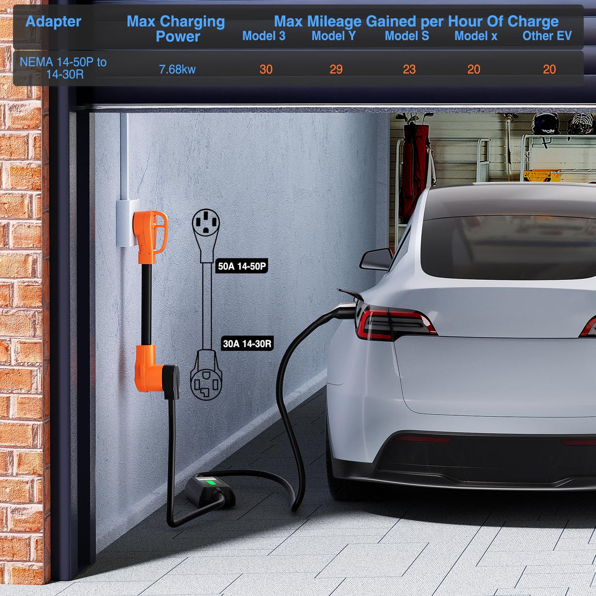 Nilight EV Dryer Charger Adapter Cord 50 Amp to 30 Amp 4 Prong Pure Copper 125V/250V Outlet to EV Dryer Plug Conversion Heavy Duty 10 Gauge Wire 14-50P to 14-30R 50M/30F Nilight