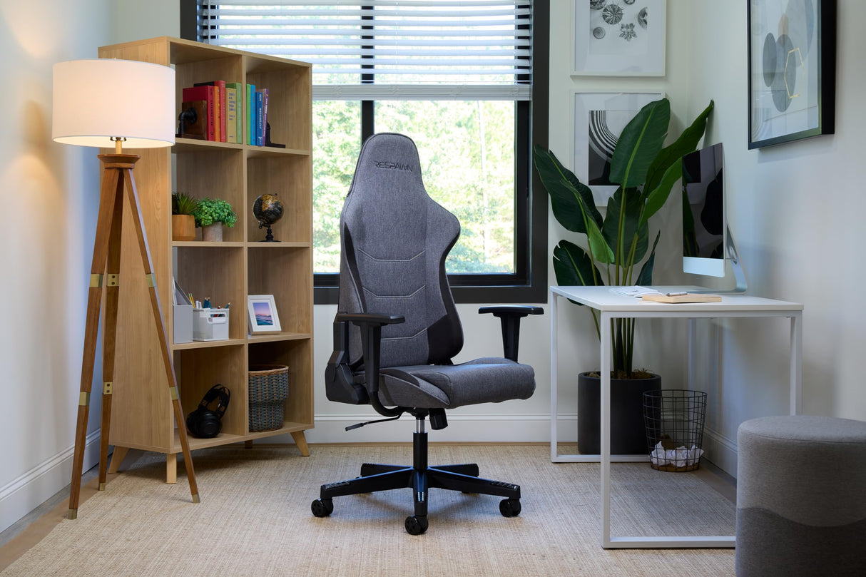 RESPAWN 110 Gaming Chair - Gamer Chair PC Computer Chair, Ergonomic Gaming Chairs, Office Chair with Integrated Headrest, Gaming Chair for Adults 135 Degree Recline with Angle Lock - Grey Fabric RESPAWN