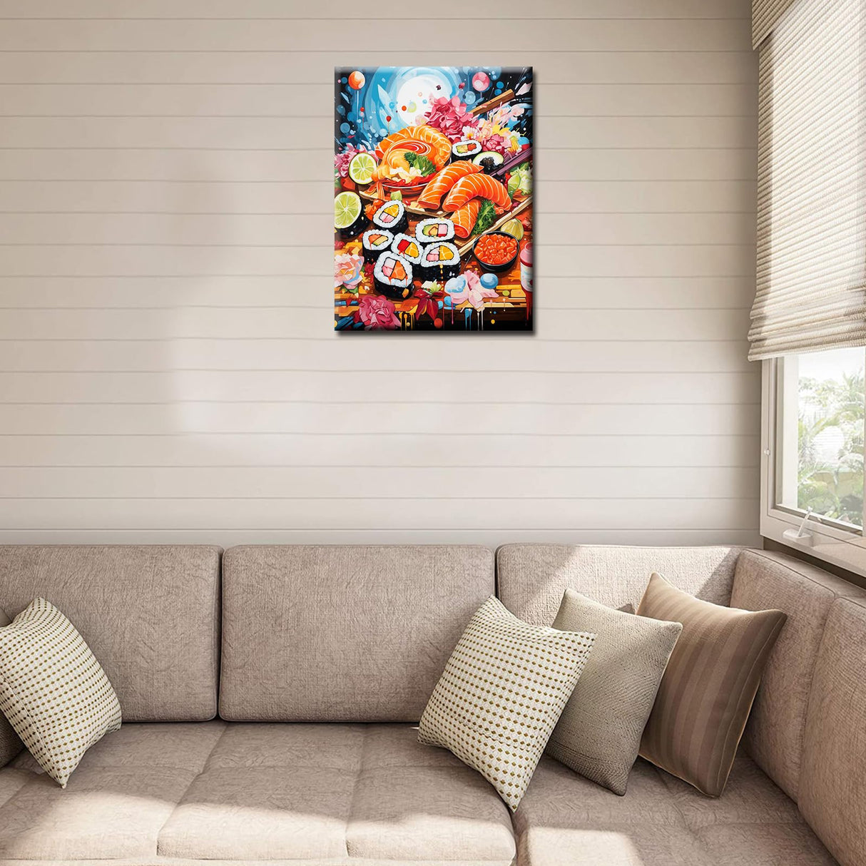 Japanese Cuisine Diamond Painting DIY 5D, Numbering Kit,Graffiti Delicious Sushi Artwork Lemon and Sakura Wall Art Food Crystal Rhinestone Pictures Fast Food Art Home Decor Adults Gift(12''Wx 16''H) Tucocoo