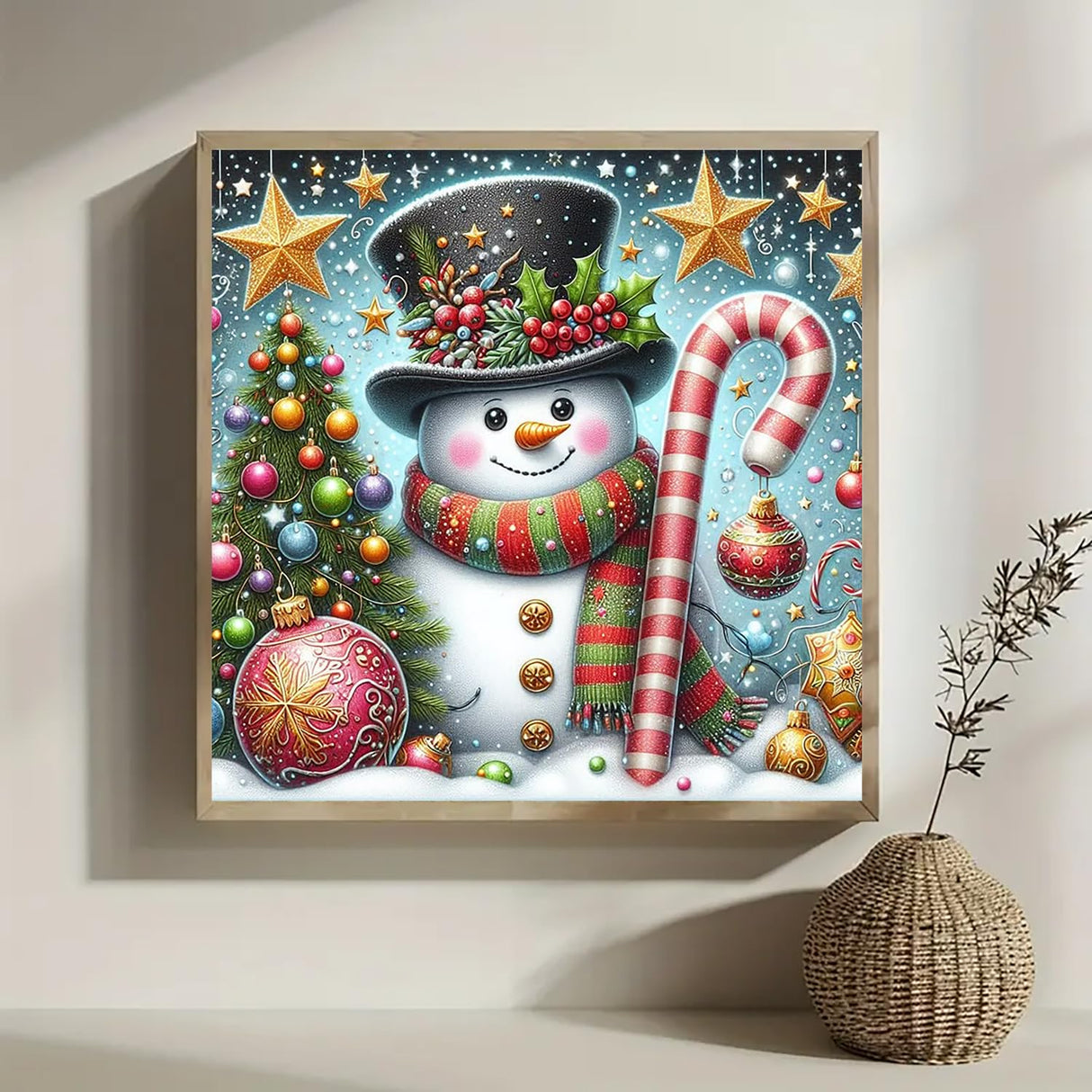 Christmas Tree Snowman Star Diamond Art Painting Kits for Adults,Winter Diamond Painting Kits for Adults Beginners,5D DIY Full Drill Diamond Dot Gem Art Kits for Adult,Home Wall Decor 13.8x13.8 Inch AWLNKMC