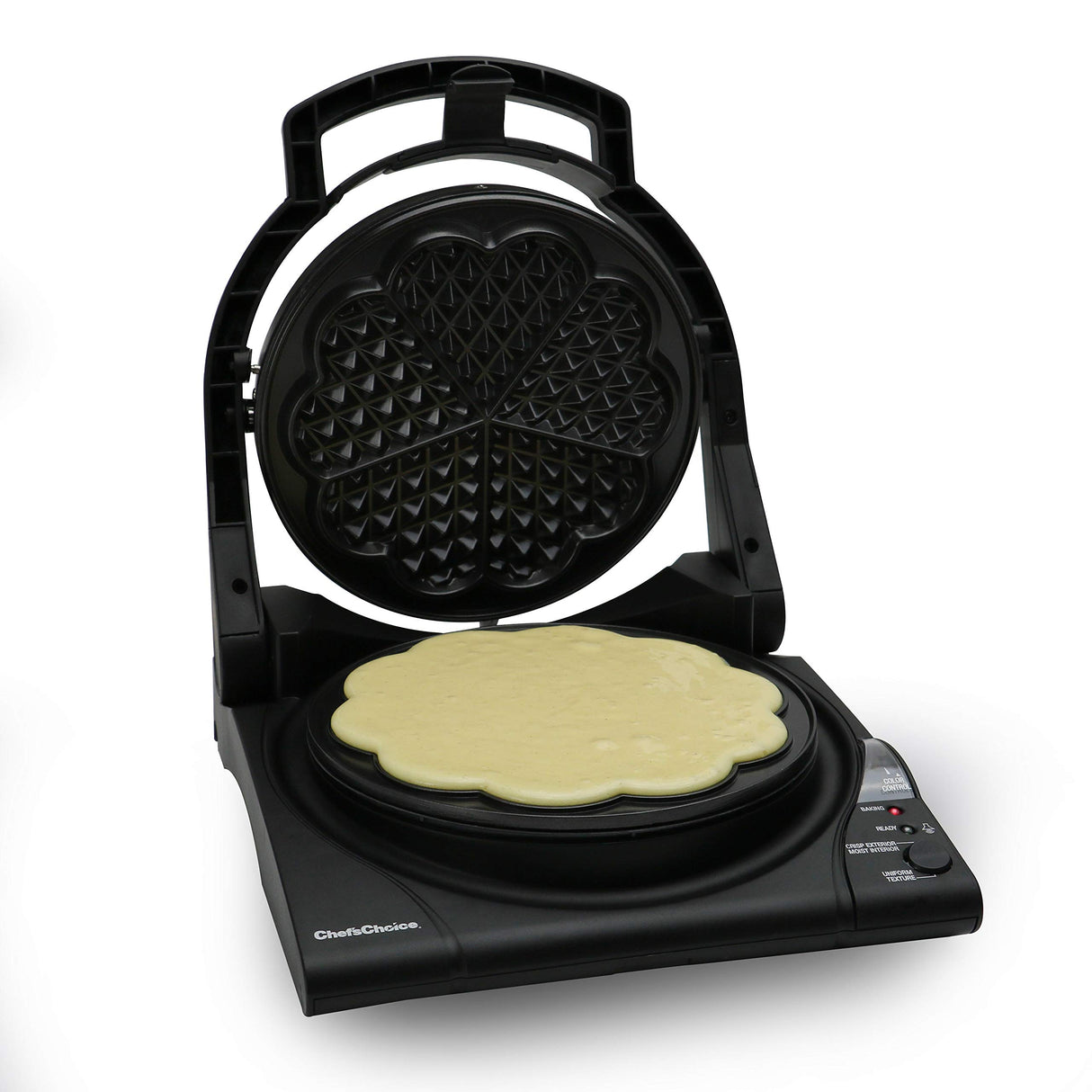 Chef’sChoice 840 WafflePro Taste / Texture Select Waffle Maker Traditional Five of Hearts Easy to Clean Nonstick Plates, 5-Slice, Silver Chef's Choice