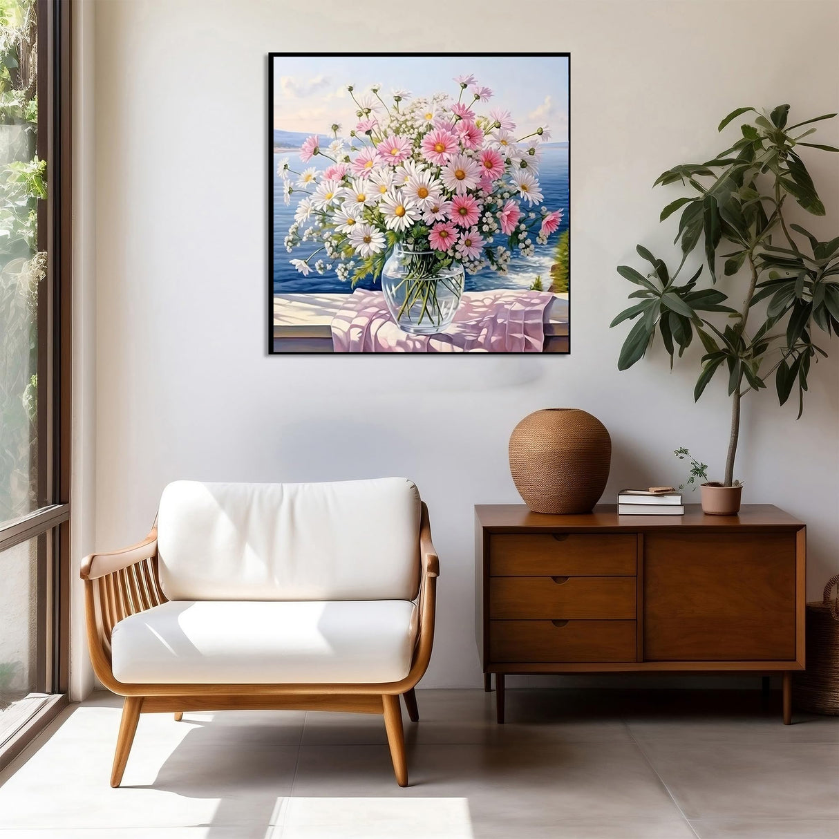 Zythron Flowers Diamond Art Kits for Adults, Flower Diamond Painting Kits for Beginners, Pink Daisy vase DIY 5D Gem Art,Diamond Art for Adults for Gift Home Decor 14x14 inch Zythron