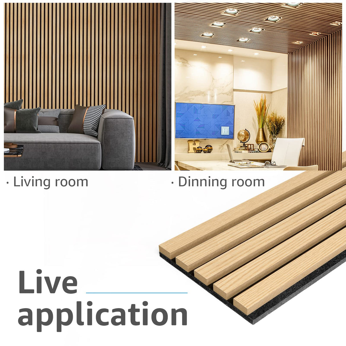 Art3d 4-Piece Wood Slat Acoustic Panels for Stylish Decor and Noise Reduction, 3D Textured Panel for Ceiling and Wall, Oak Art3d