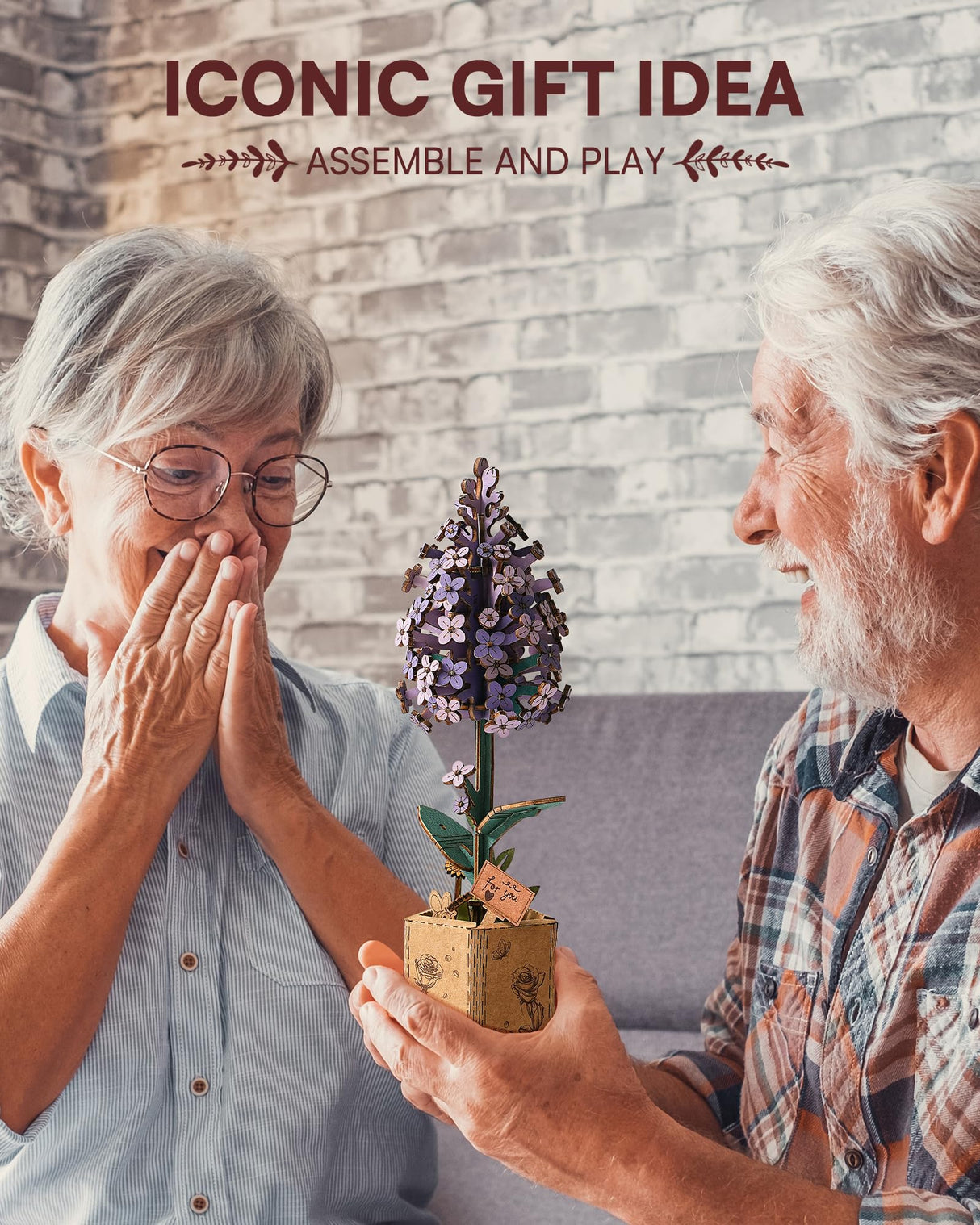 ROBOTIME 3D Puzzle Wooden Flower Lilac DIY Model Kit to Build for Adults Artifical Bouquet Collection Craft Brain Teaser Puzzle Creative Gift Home Decor ROBOTIME