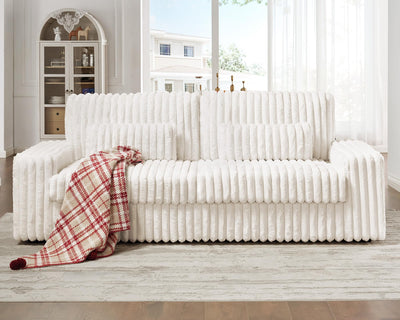 VanAcc 88 Inch Oversized Sofa, Modern Couch with Lumbar Pillows and Armrests, 3 Seater Couch- Cloud Sofas for Living Room, Beige