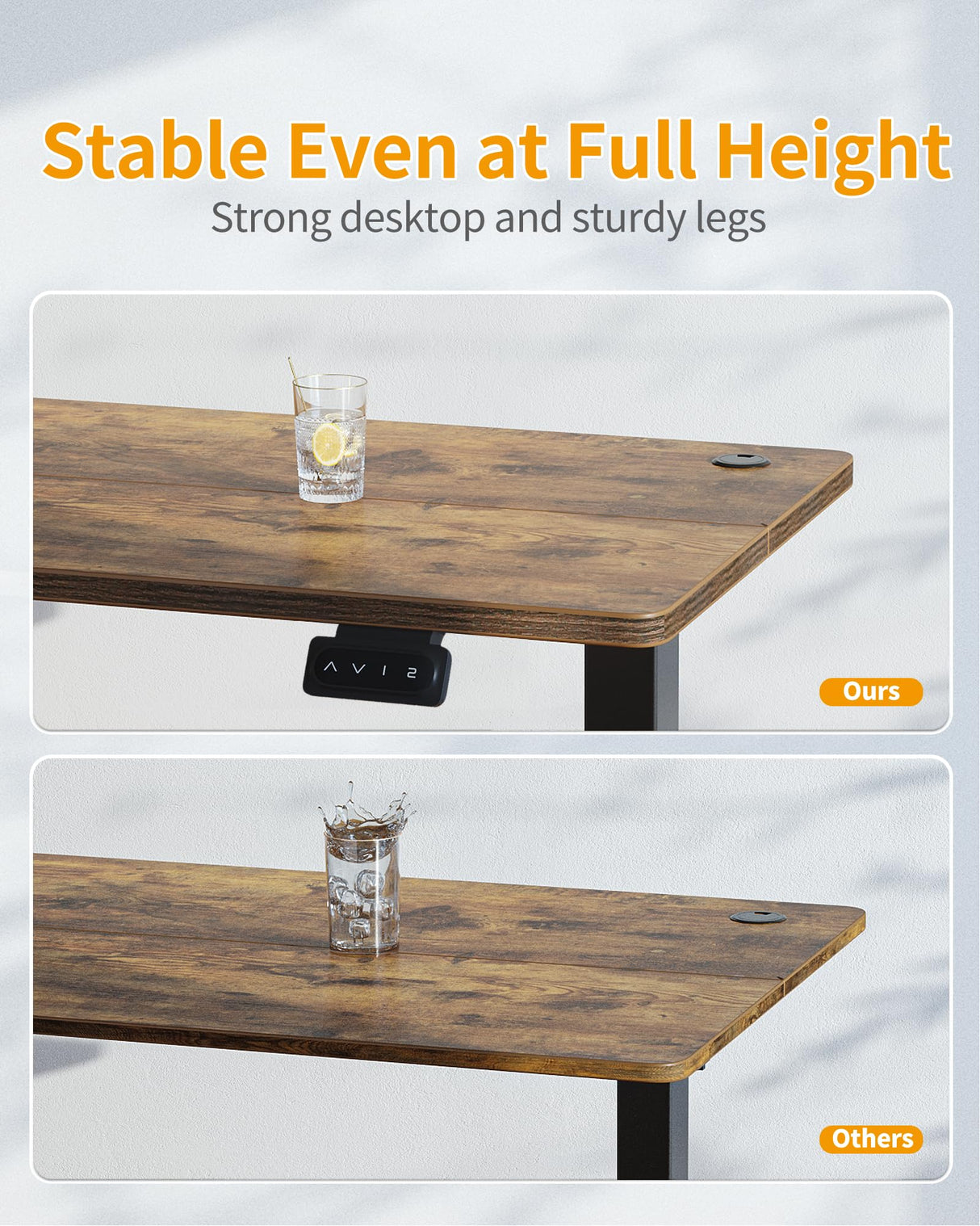 CubiCubi Electric Standing Desk, 48 x 24 Inches Height Adjustable Sit Stand Desk, Ergonomic Home Office Computer Workstation, Rusticbrown CubiCubi