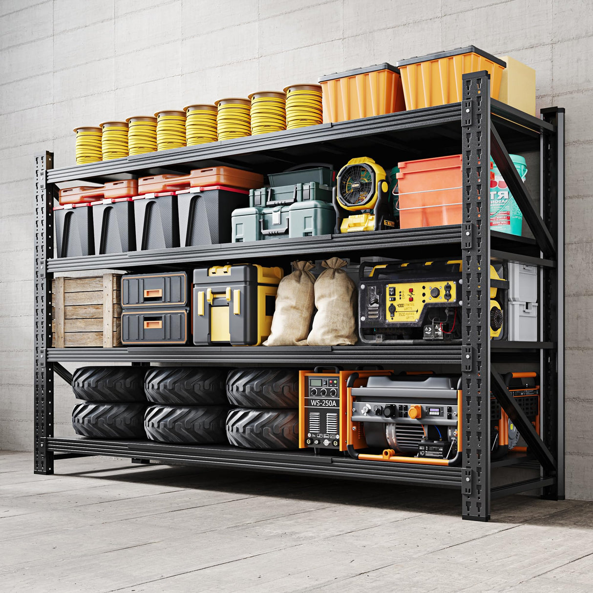 Yizosh Storage Shelves, 5000LBS Garage Shelving Unit, Metal Shelving Adjustable Storage Shelves Heavy Duty, Suitable for Garage, Supermarket, Warehouse, 71" W x 24" D x 70" H Yizosh