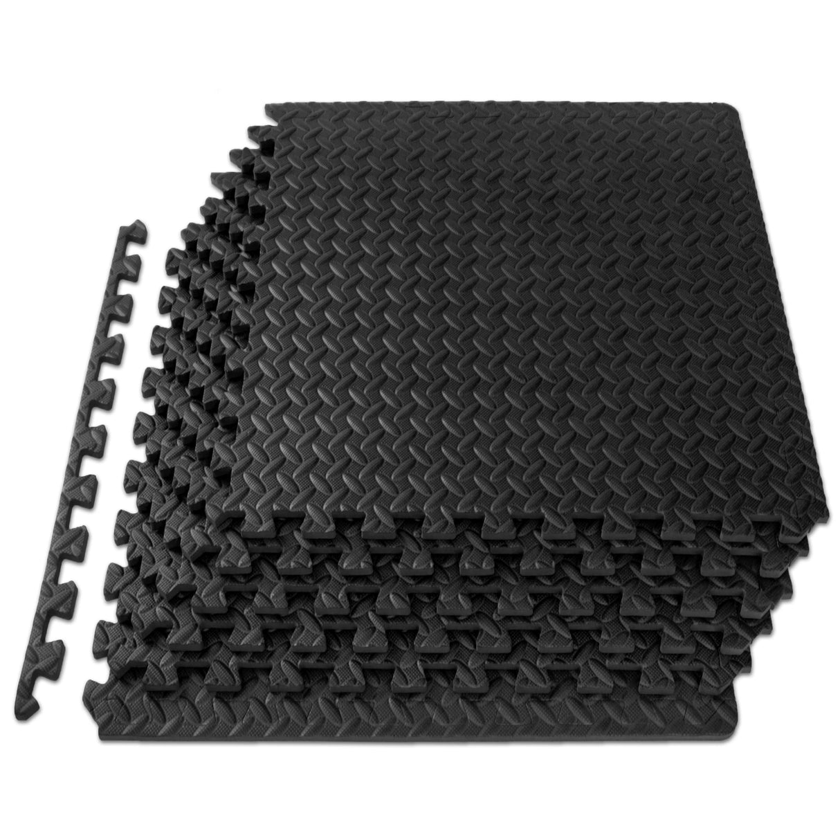 ProsourceFit Puzzle Exercise Mat ½ in, EVA Interlocking Foam Floor Tiles for Home Gym, Mat for Home Workout Equipment, Floor Padding for Kids, Black, 24 in x 24 in x ½ in, 24 Sq Ft - 6 Tiles ProsourceFit