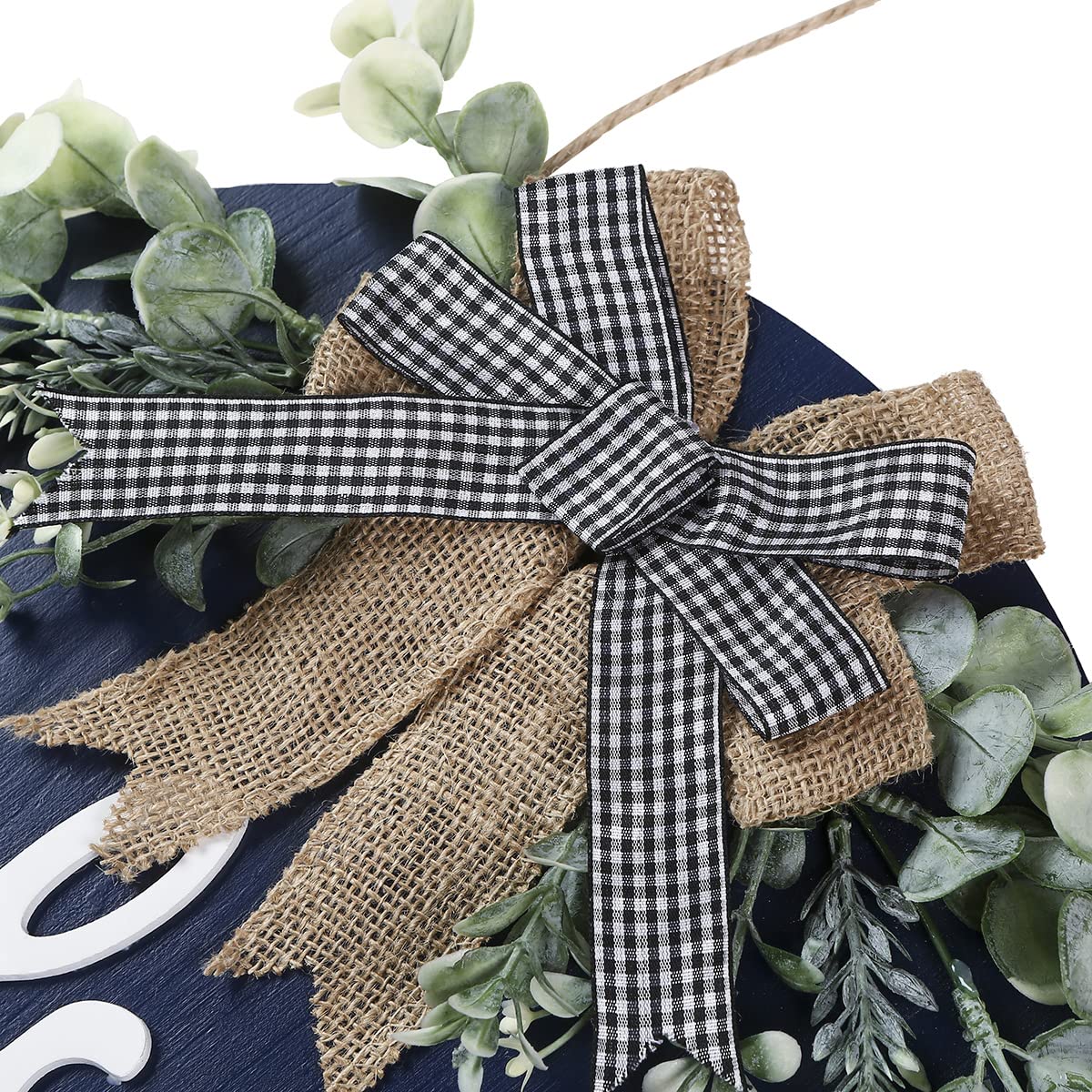 Sattiyrch Welcome Sign for Front Door Round Wood Sign Hanging for Farmhouse porch Door Decoration (Blue) Sattiyrch