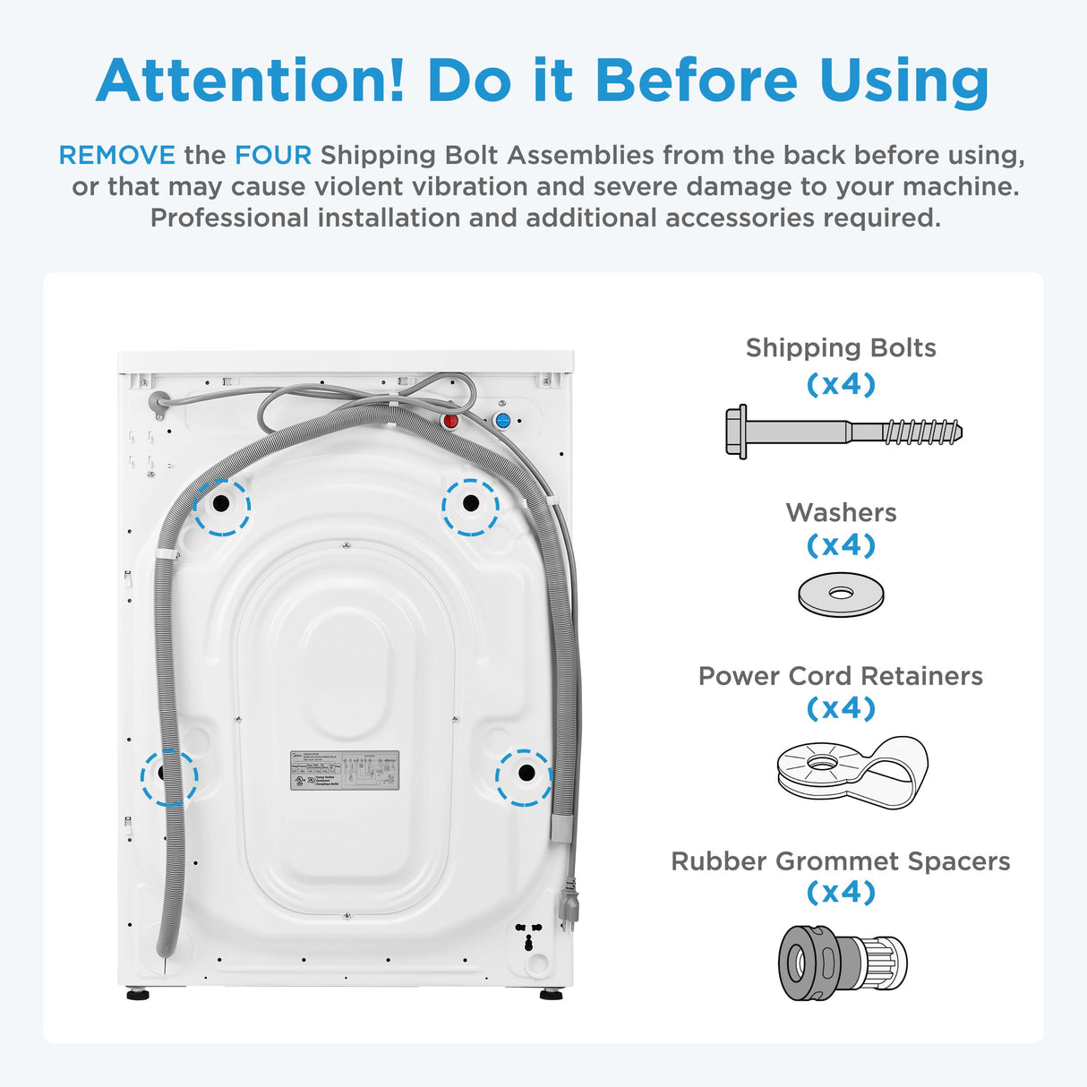 Midea 24 Inch Washer and Dryer Combo, All in One Washer and Dryer 2.7 cu.ft 26lbs, Ventless Washing Machine, Steam Care, Overnight Dry, 1400 RPM, 16 Cycles Front Load Washer, Full-Automatic, White Midea