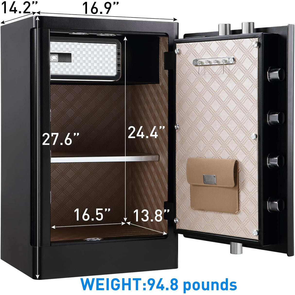 Tenamic Deluxe Biometric Fingerprint Safe Box Smart Touch Screen Fireproof Safe for Home Office Hotel 3.83 Cubic Tenamic