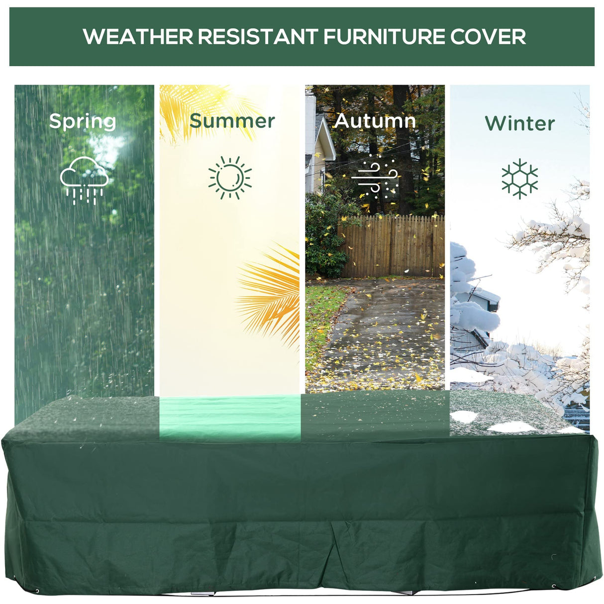 Outsunny 97" x 65" x 26" Heavy Duty Outdoor Sectional Sofa Cover, Waterproof Patio Furniture Cover for Weather Protection, Dark Green Outsunny