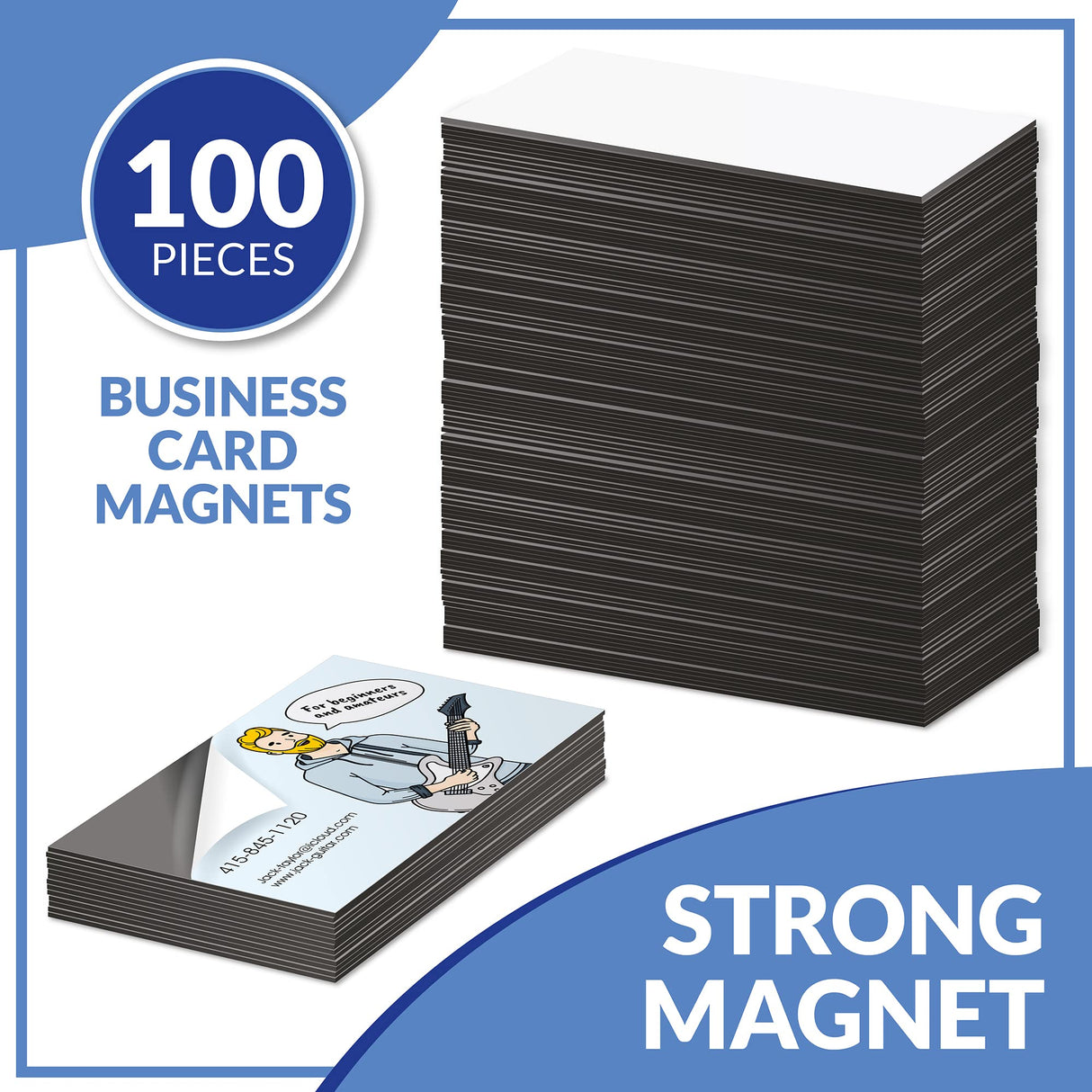 Business Card Magnets Pack of 100 – Customize with Peel and Stick Adhesive Magnet to Create Personalized Magnetic Business Cards as Promotional Items - Essential Large, Mid and Small Business Supplies labphant