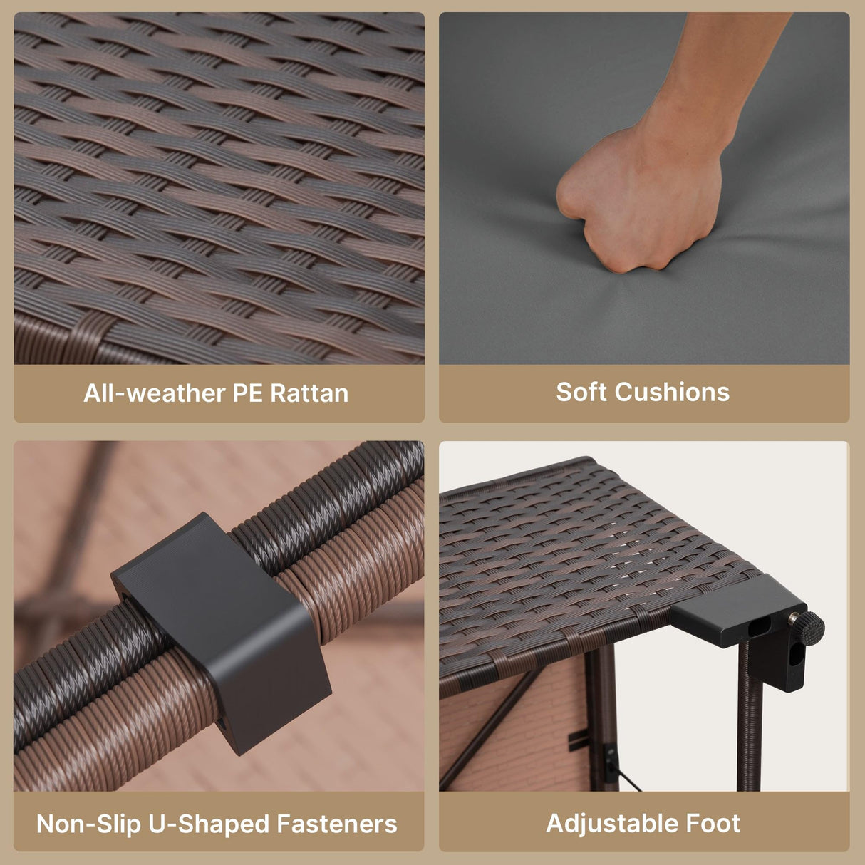 Gizoon 7 Pieces Outdoor Patio Furniture Set, All-Weather PE Rattan Wicker Sectional Sofa Seating with Waterproof Cushions and Coffee Table, Outdoor Conversation Set for Garden, Backyard, Balcony Gizoon