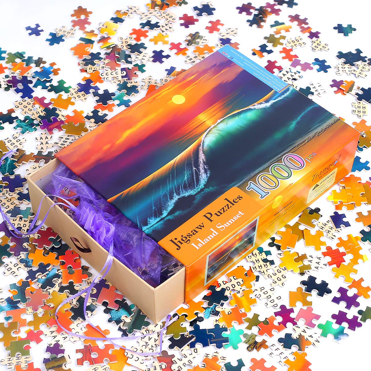 Ingooood- Jigsaw Puzzles 1000 Pieces for Adult- Tranquil Series- Island Sunset_IG-0550 Entertainment Wooden Puzzles Toys Ingooood