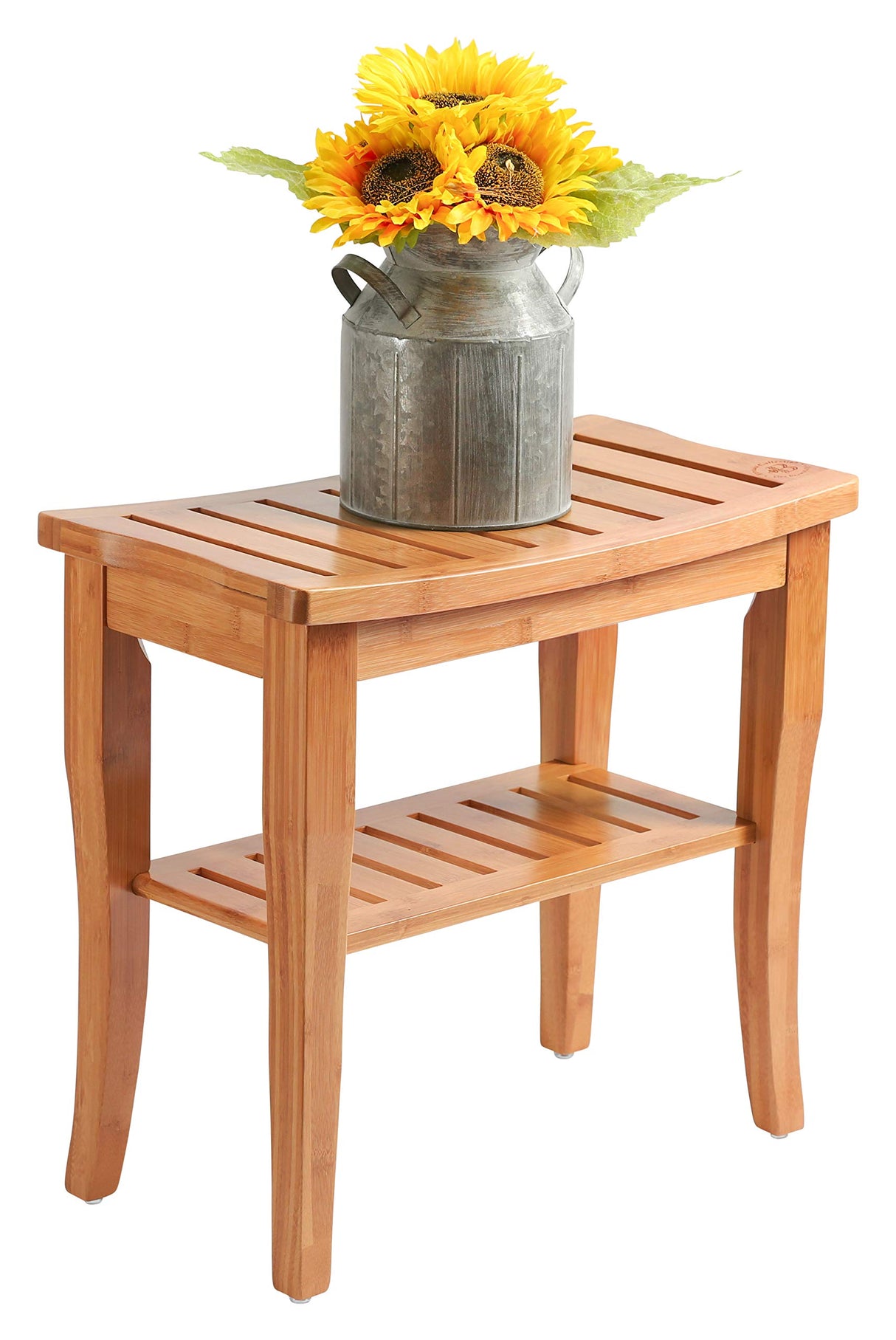 Bamboo Shower Bench - Small Shower Stool with Storage Shelf, Non-Slip Shower Seat, Bathroom Bench, Spa Decor Wooden Shower Bench, Foot Rest Shaving Stool for Shower, Suitable for Indoor/Outdoor Use Bambüsi