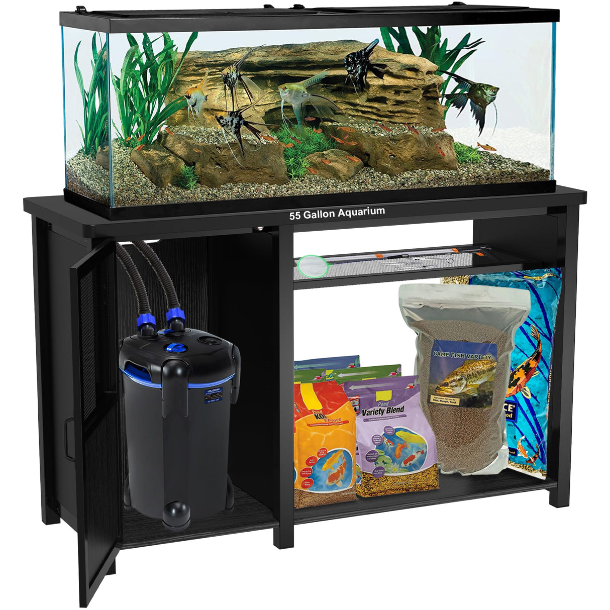 55-75 Gallon Fish Tank Stand,Aquarium Stand with Cabinet Storage and Heavy Duty Metal Frame,52" L*19.68" W Tabletop,1100LBS Capacity GDLF