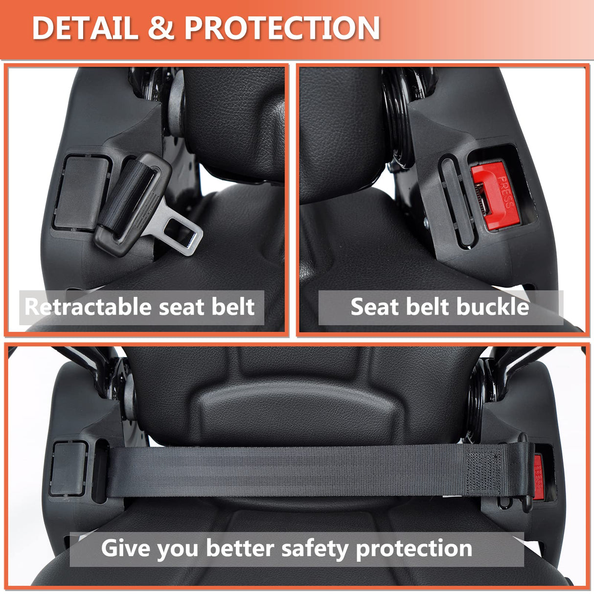 Highback Low Suspension Tractor Seat,Adjustable Backrest Headrest and Slide Rails Forklift seat,Adjustable Armrests Shock Absorber Heavy Duty for Excavator Harvester (with adjustable armrests) TICSEA