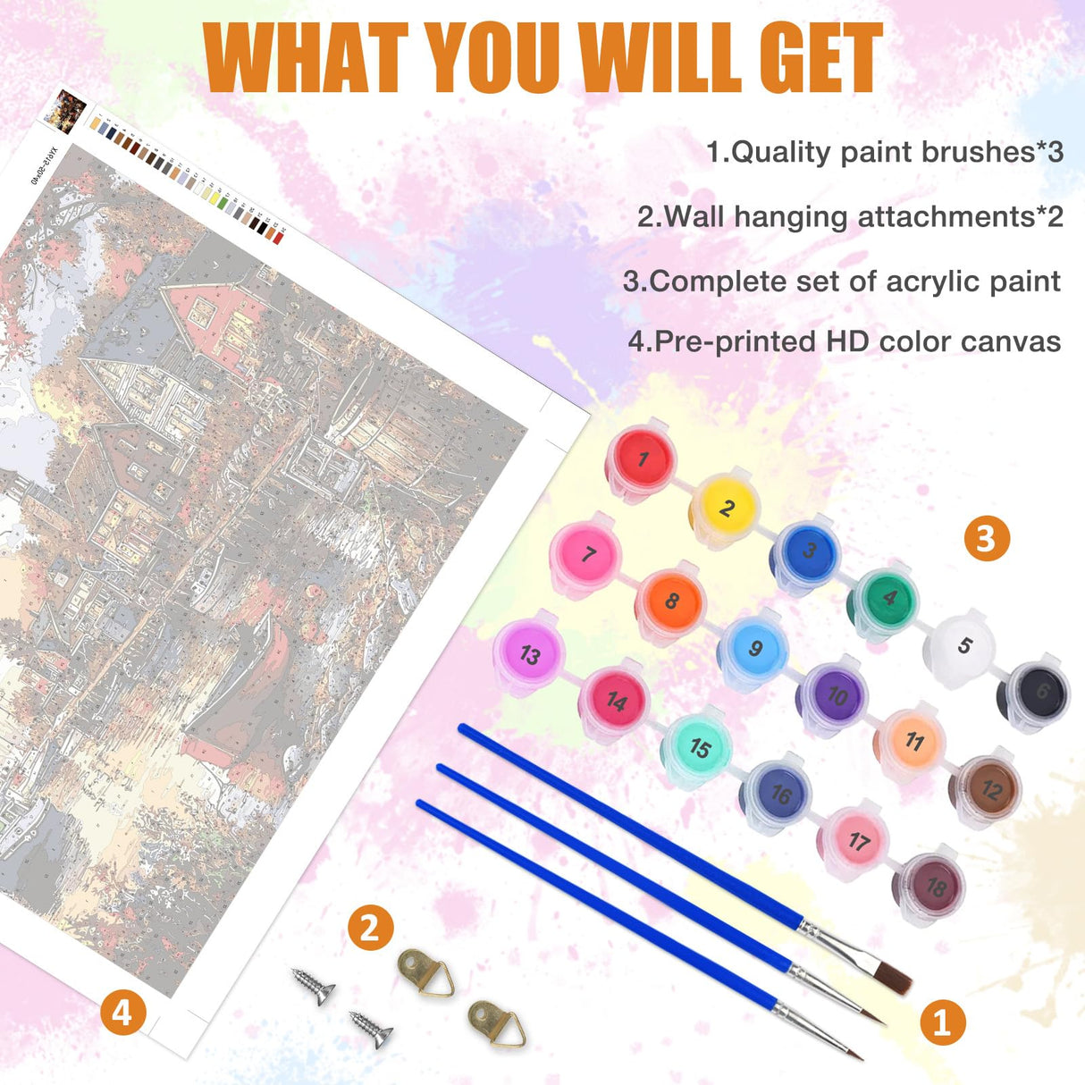 Lxmsja Fishing Village Paint by Numbers Kit for Adults, Harbor Acrylic Paint by Numbers for Adults Beginner, DIY Craft Supplies Oil Painting Kits for Home Wall Decor 20x16 inch (No Frame) Lxmsja