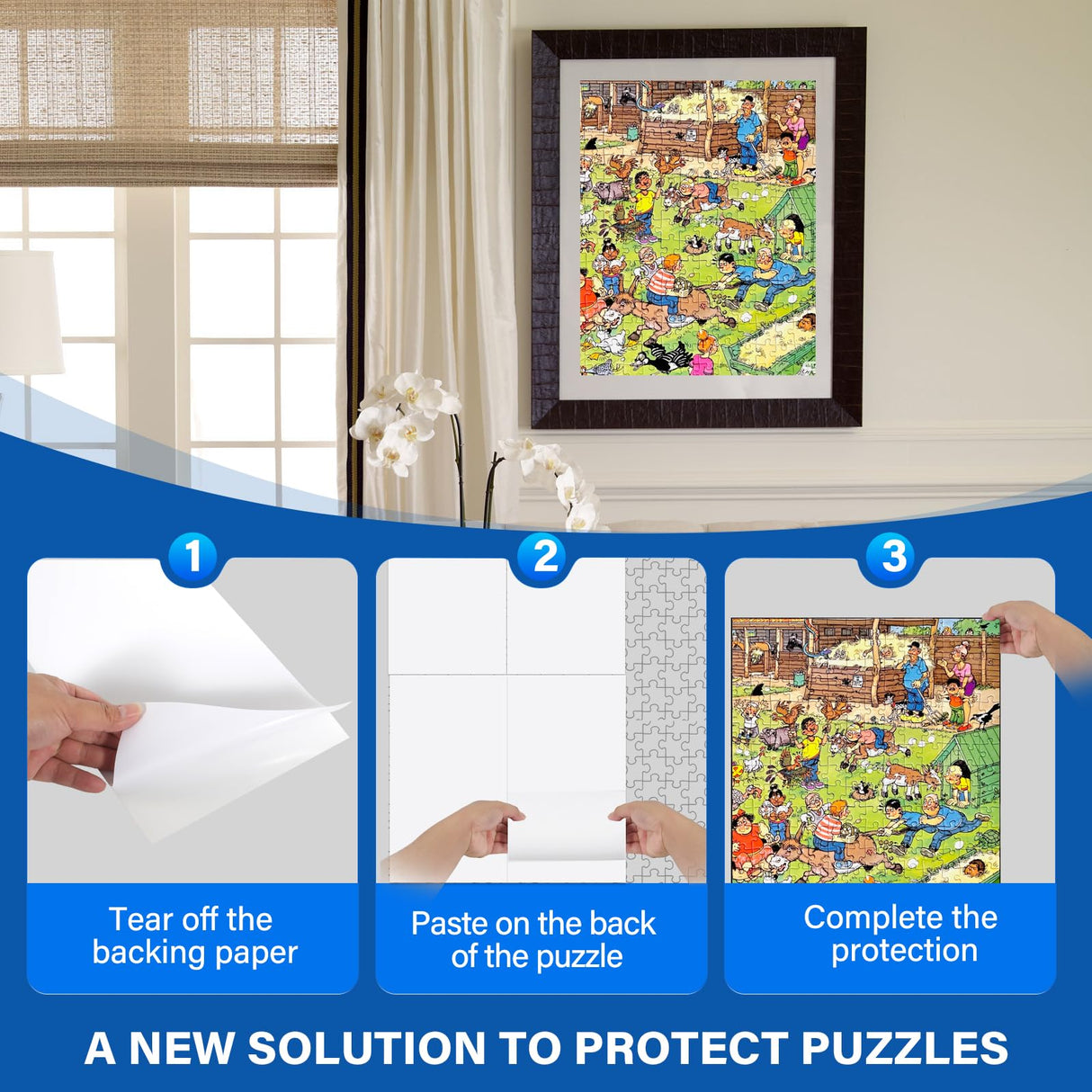 Puzzle Glue Sheets for 1000-Pieces, 24pcs Puzzles Saver Sheets, Easy Peel and Stick Jigsaw Sticker Sheets, No-Clean Puzzle Glue Stickers, Gifts for Puzzles Lovers KOSTBAR