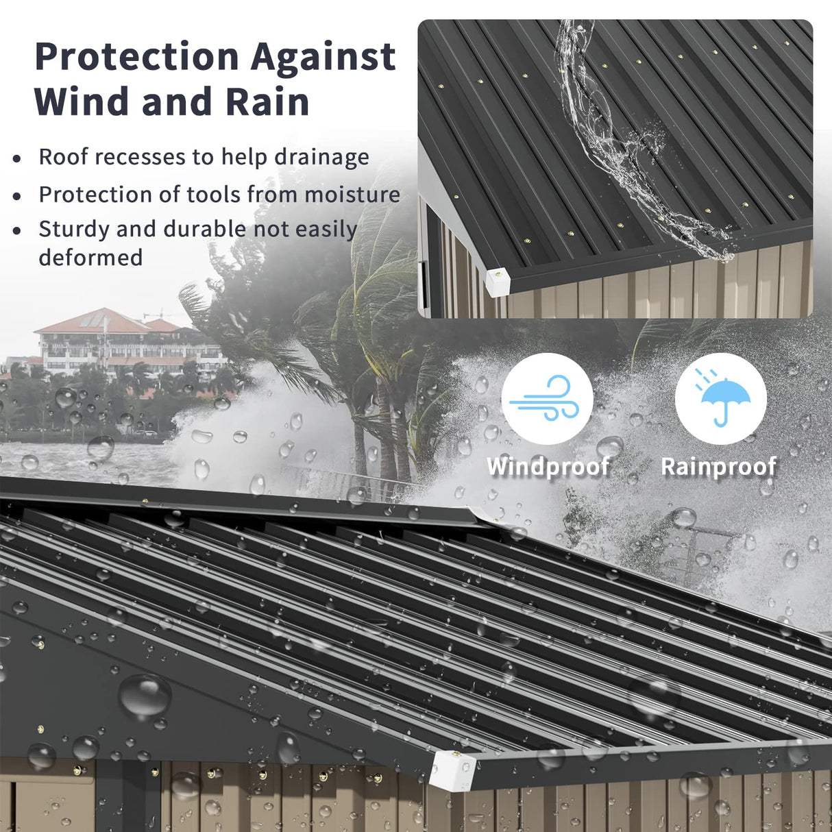 Greesum Metal Outdoor Storage Shed 6FT x 4FT, Steel Utility Tool Shed Storage House with Door & Lock, Metal Sheds Outdoor Storage for Backyard Garden Patio Lawn (6' x 4'), Brown Greesum