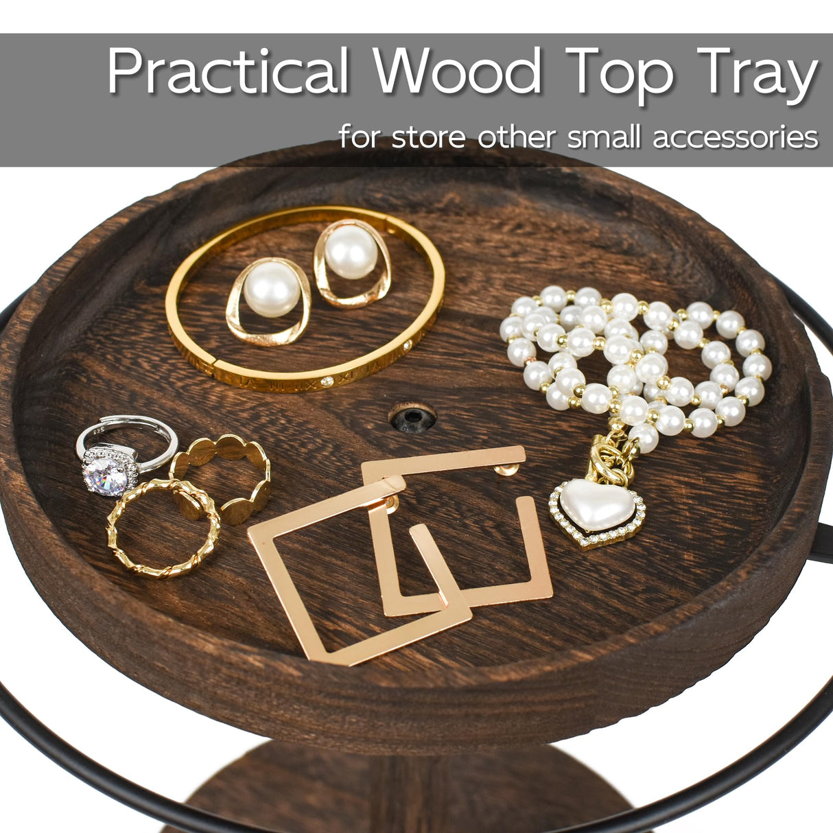 LingLingo Sunglasses Organizer 360° Rotating Eyeglass Holder Stand with Wood Tray and Base, Eye Glass Display Rack for Multiple Sunglass Storage for Table Dresser Nightstand Desk LingLingo