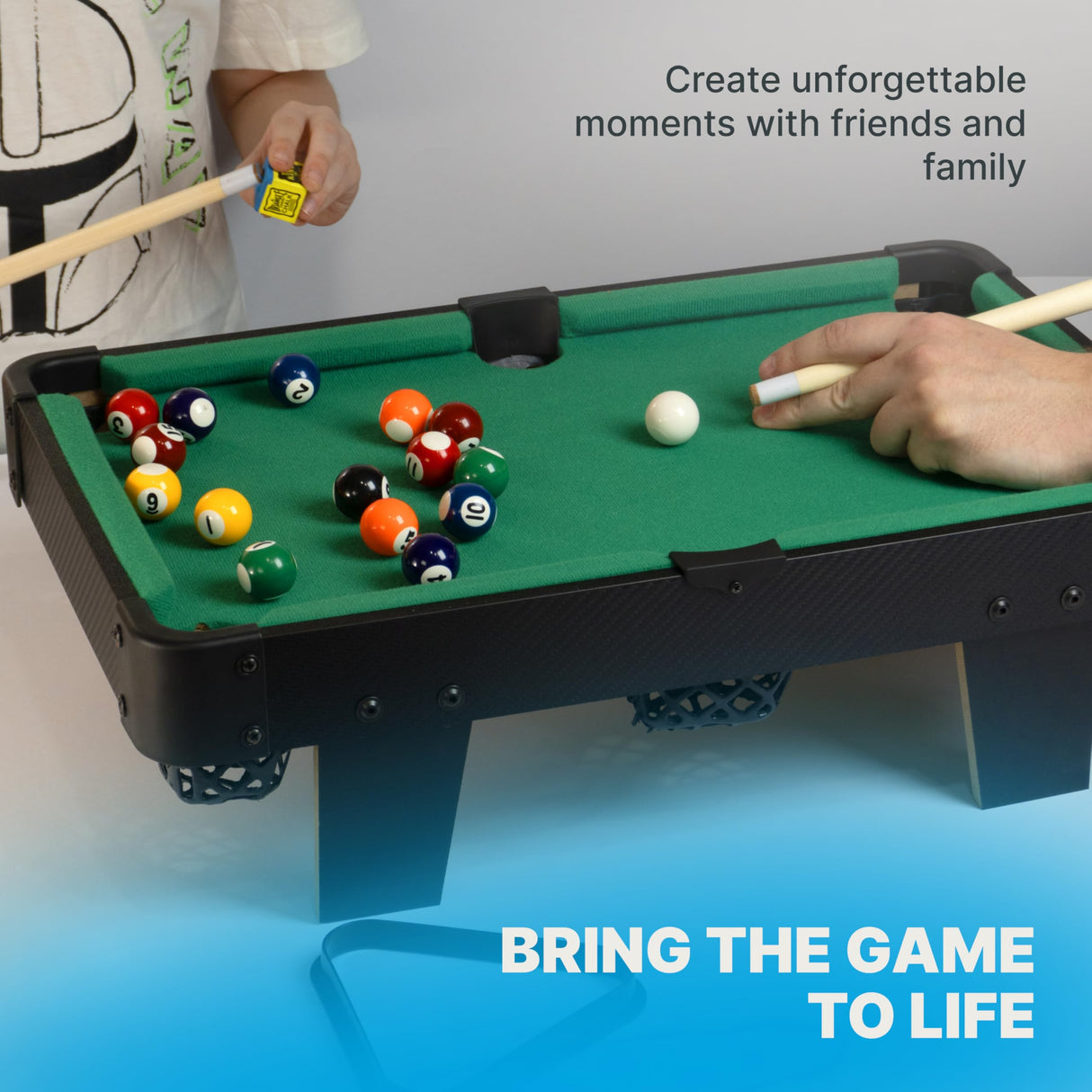 Mini Pool Table for Kids and Adults – 20-Inch Small Pool Table, Mini Billiards Table for Family Game Nights - Simple Assembly Required Queensell