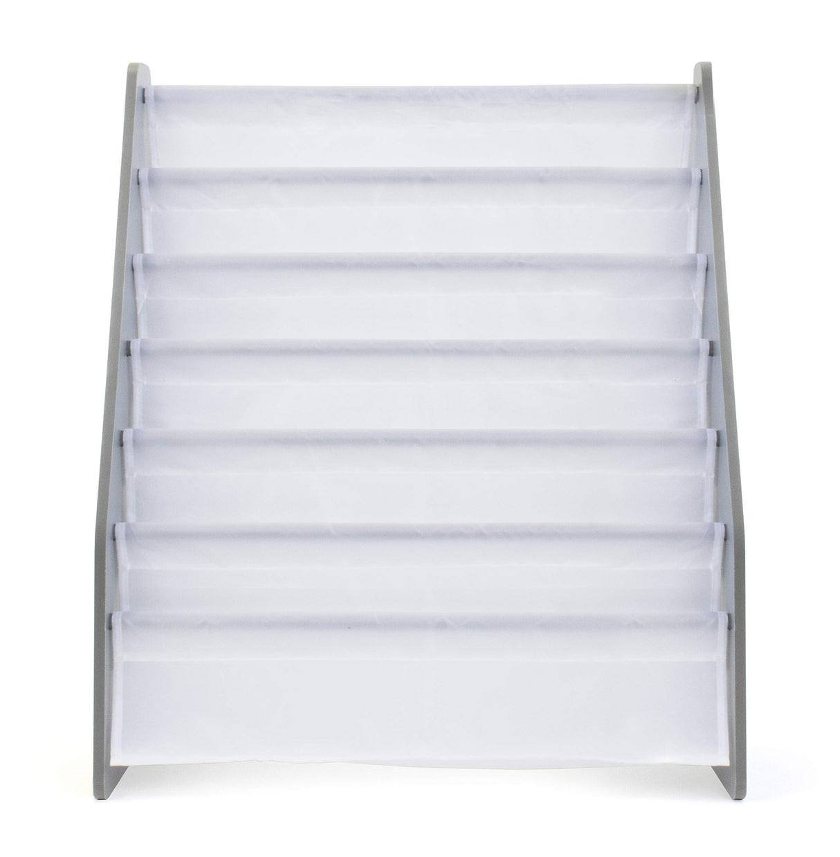 Humble Crew Kids Bookshelf 6-Tier Book Rack Organizer, Extra Large Toddler Bookcase with Fabric Storage Pockets, Front-Facing Display for Children’s Books, Grey/White, Nursery & Playroom Storage Humble Crew