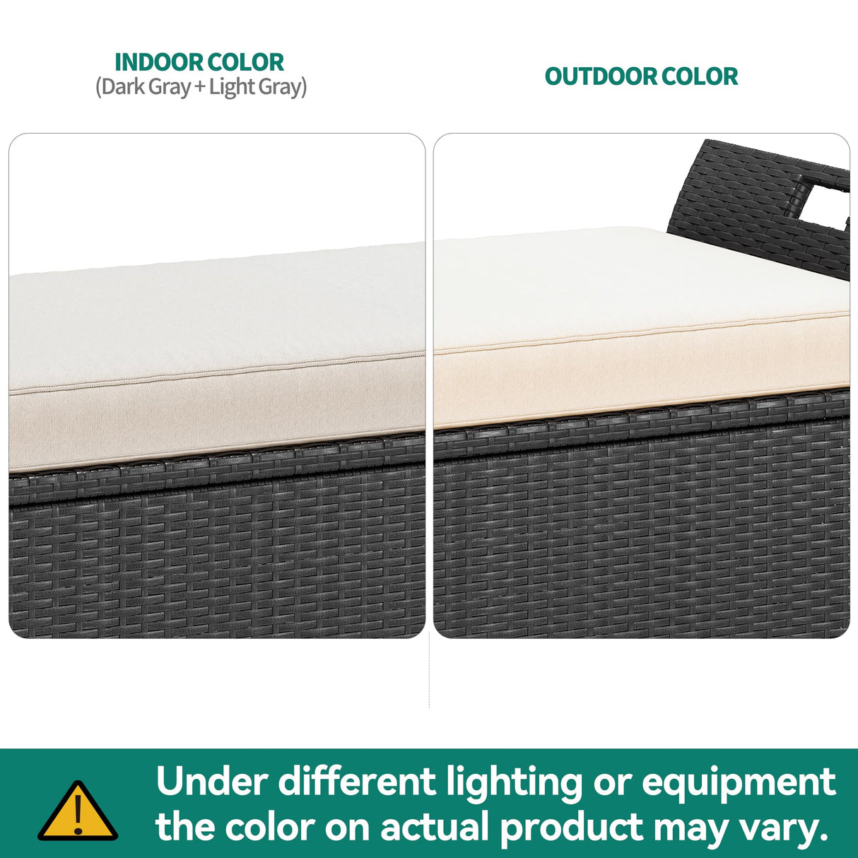 YITAHOME 90 Gallon Outdoor Wicker Storage Bench w/Cushion, Large PE Rattan Deck Storage Box w/Handles & Hydraulics for Patio Furniture, Cushions, Garden Tools, Pool & Sports Equipment, Black&Beige YITAHOME