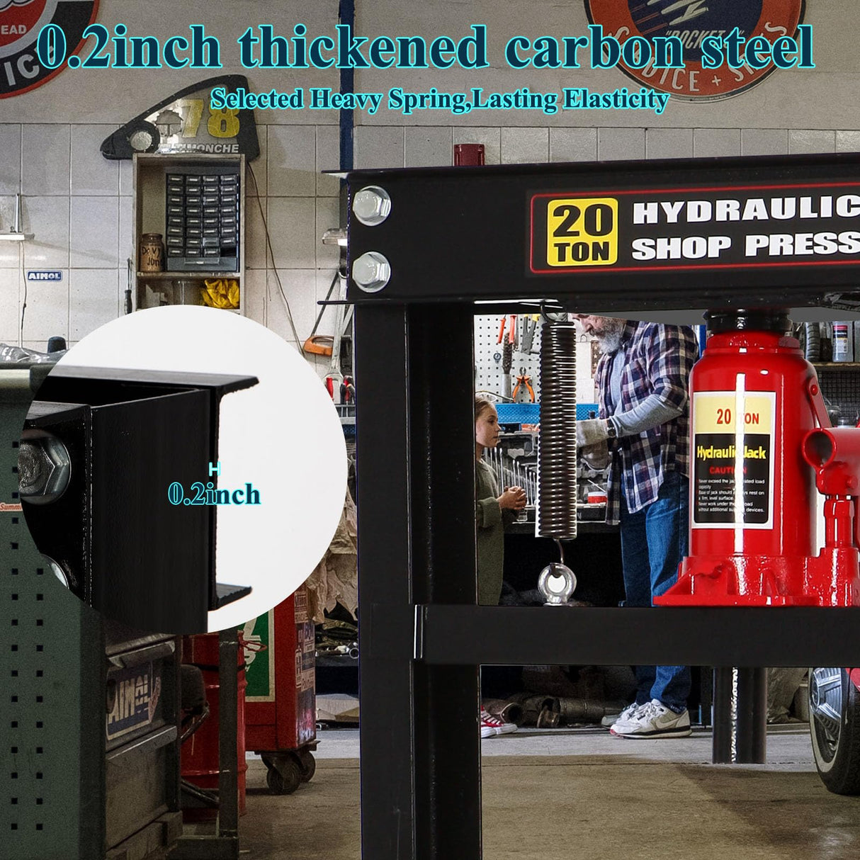Hydraulic Press Shop Press 20 Ton Garage Floor Hydraulic Shop Press with Adjustable Working Table Heigh Plates LinPhie