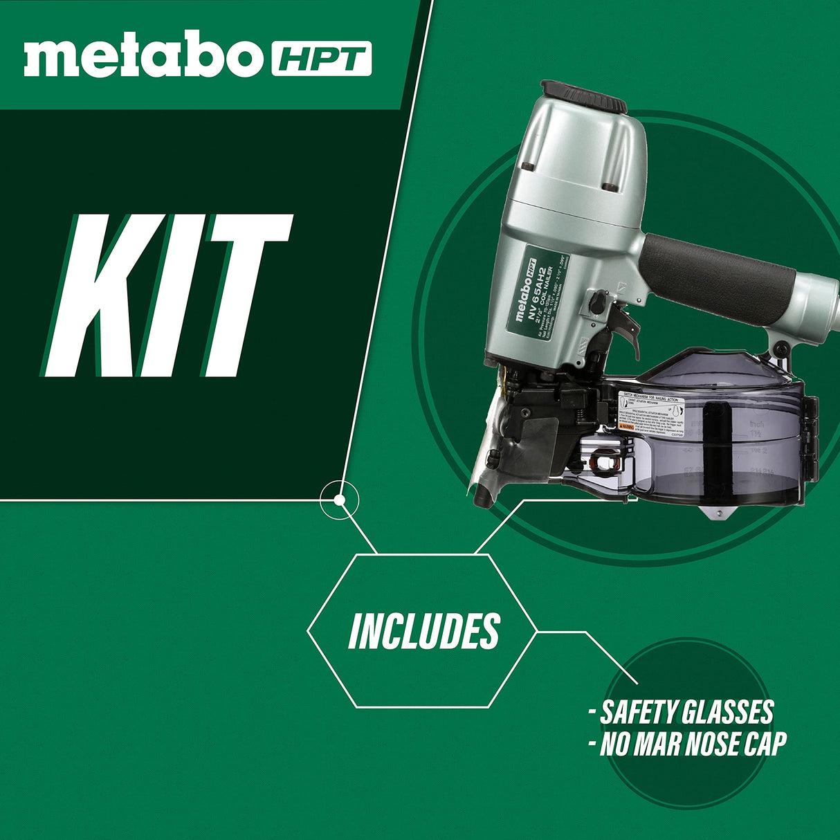 Metabo HPT Coil Siding Nailer, 1-1/2 inch to 2-1/2 inch Siding Nails, Side load, Tilt Bottom Magazine (NV65AH2) Metabo HPT